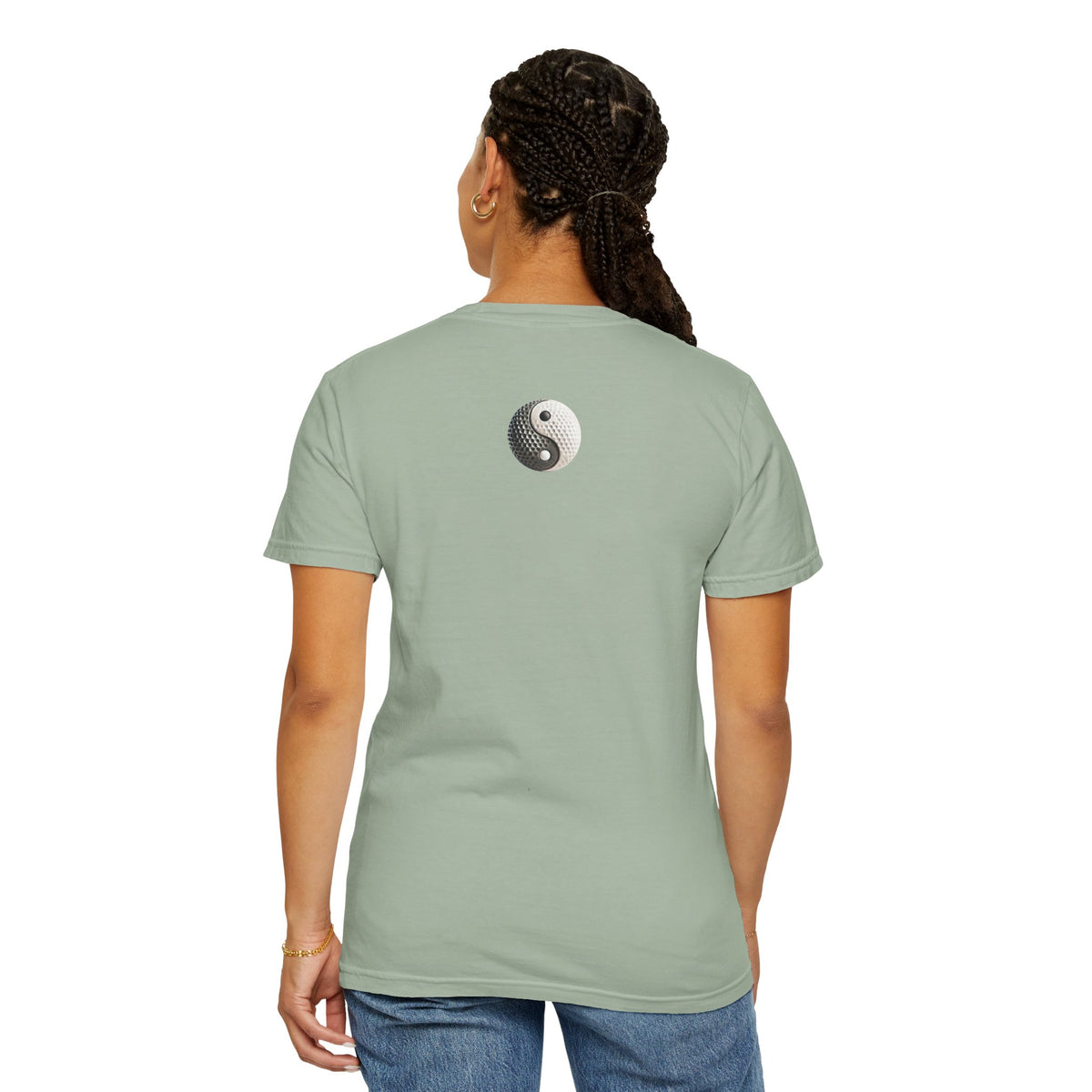 Stone Yin Yang Golf Ball Chest and Back Graphic T-Shirt