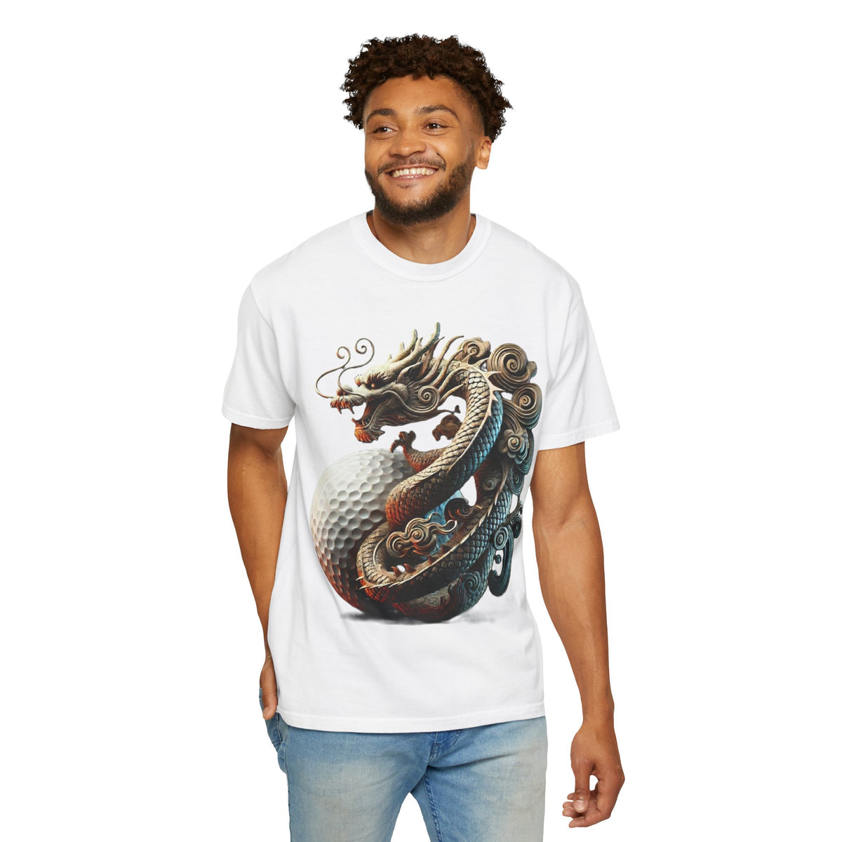 Dragon Wrapped Around Golf Ball Graphic T-Shirt