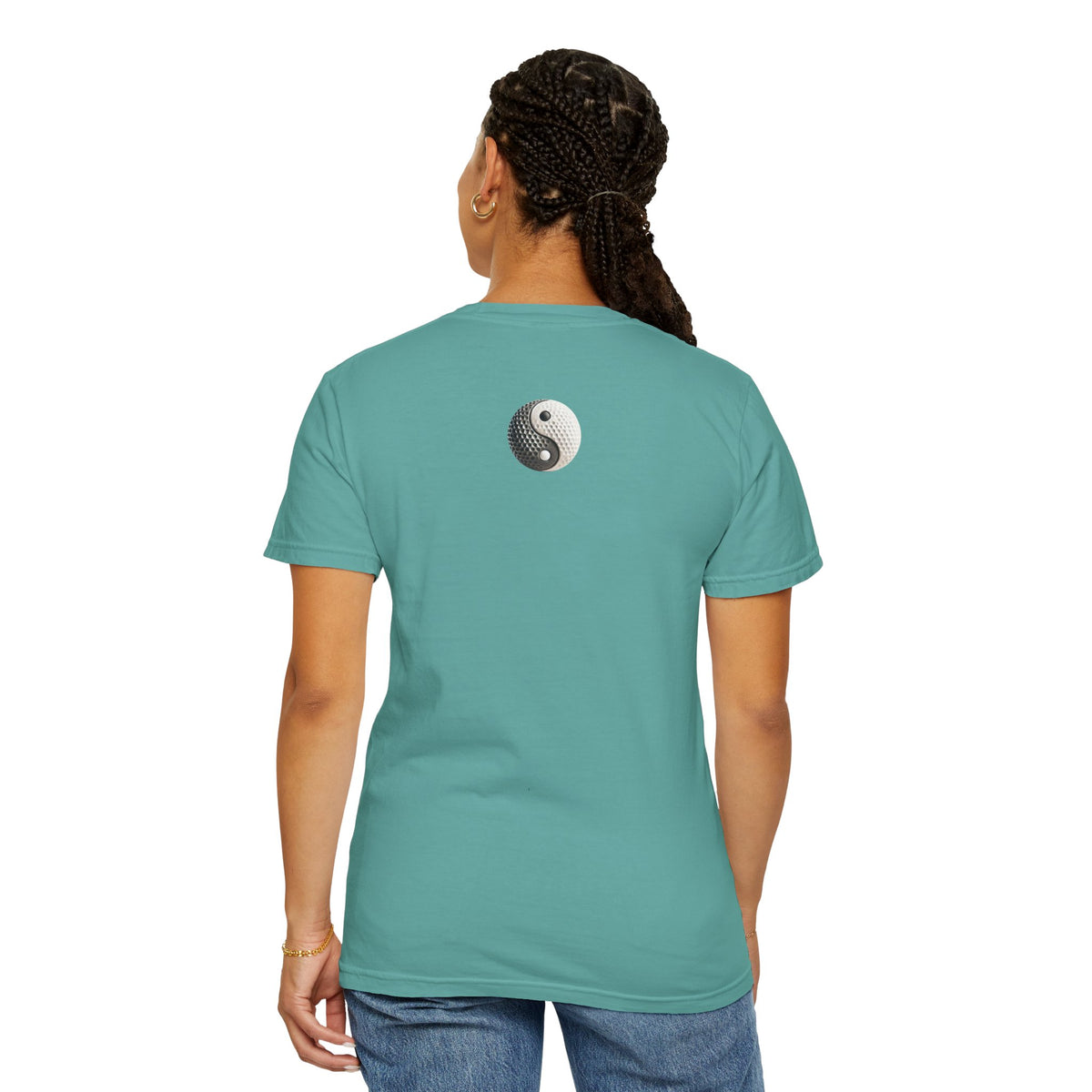 Stone Yin Yang Golf Ball Chest and Back Graphic T-Shirt