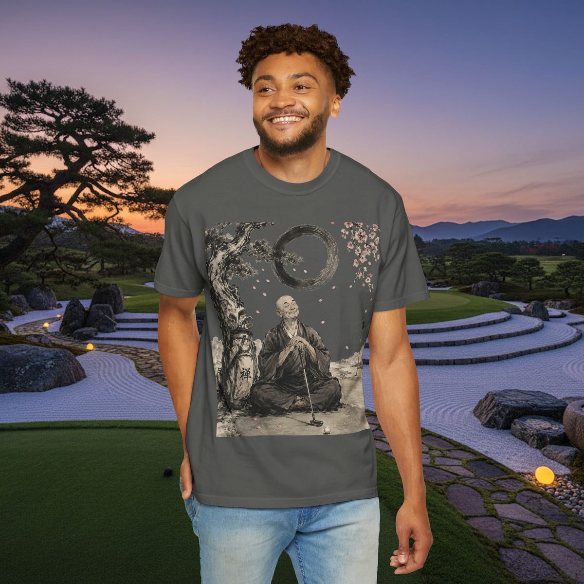 Zen Monk Meditation T-Shirt — 'Enso' Circle Tranquility Tee