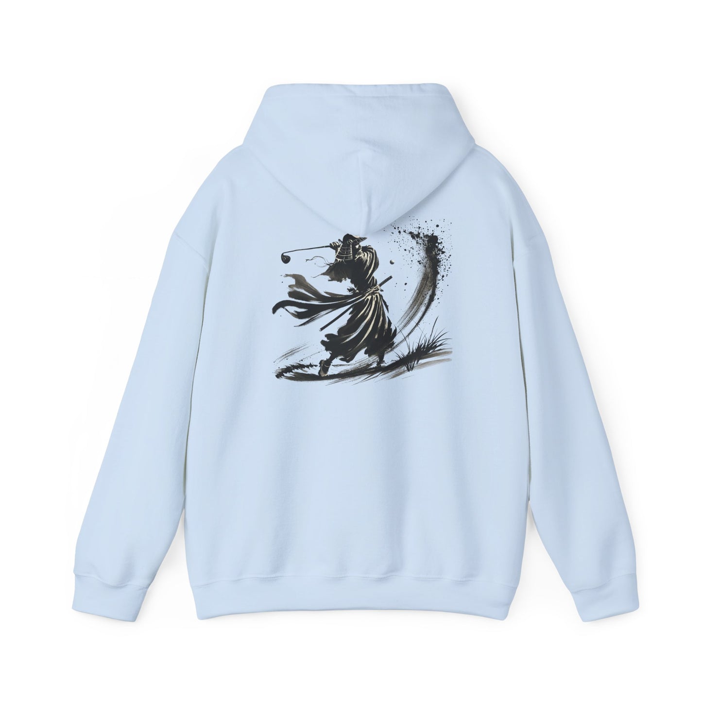 Zen Spot Golf Custom Gildan Samurai Golfer Ink Brush Stroke Hoodie | Sumi-e Warrior Back Print
