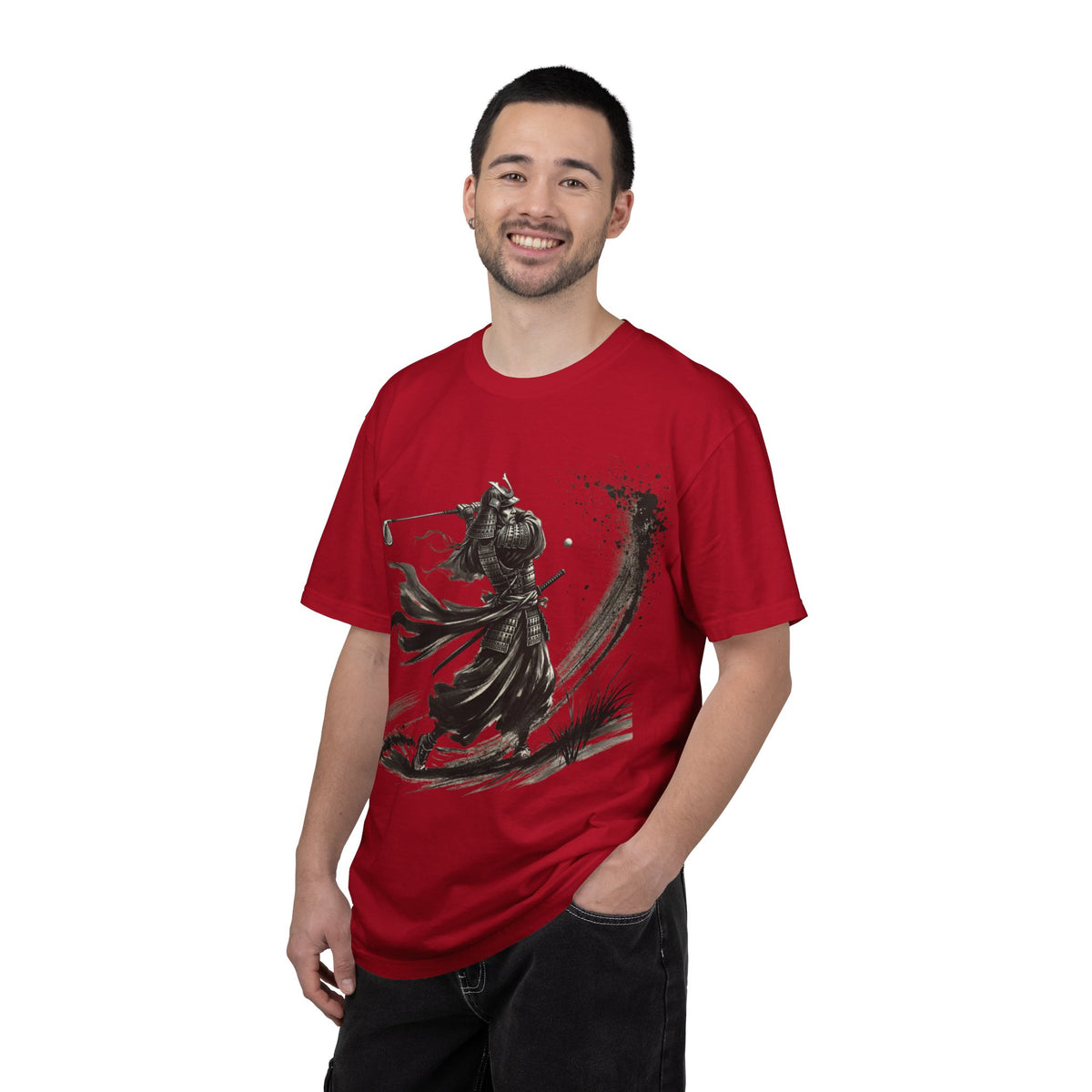 Armored Samurai Ink Art T-Shirt — Monochrome Warrior Golf Graphic Tee