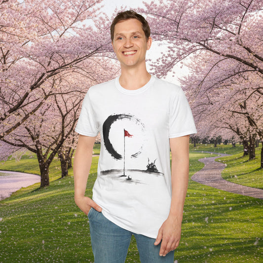 Zen Golf T-Shirt — Minimalist Golf Flag & Enso Circle Tee