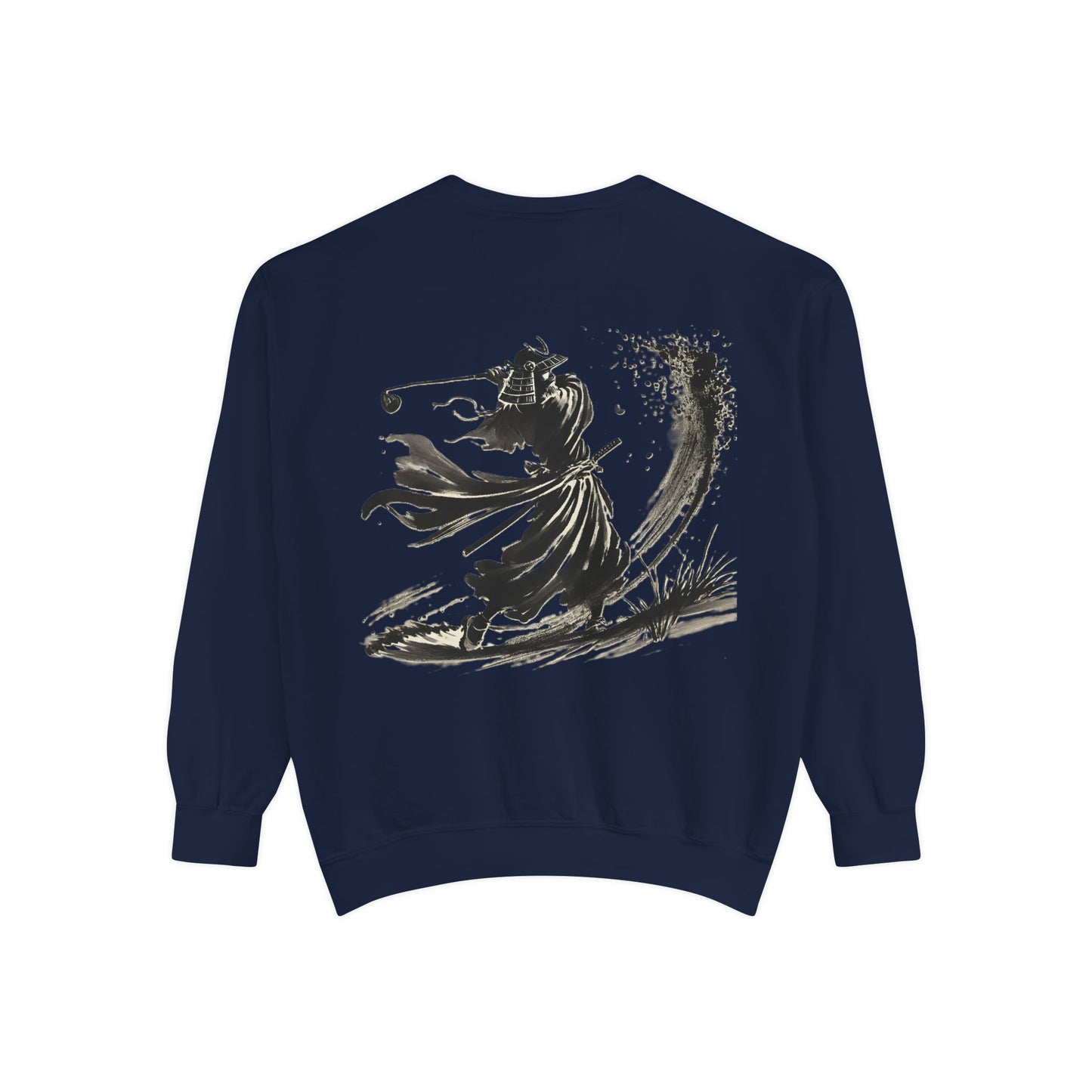 Samurai Golf Sweatshirt — Ink Brush Warrior Back Art