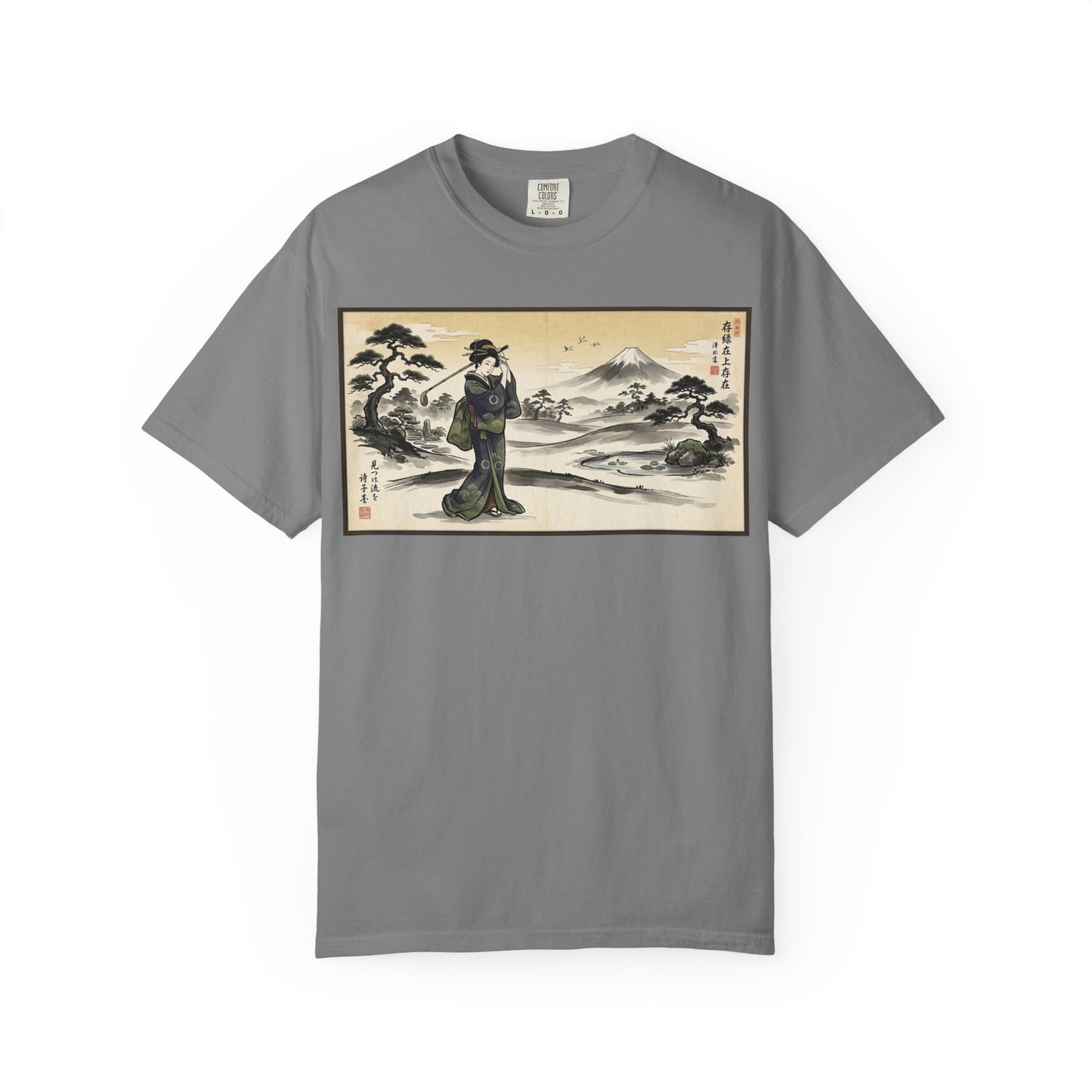 Zen Spot Golf Custom Vintage Geisha Golfer & Mount Fuji Graphic T-Shirt