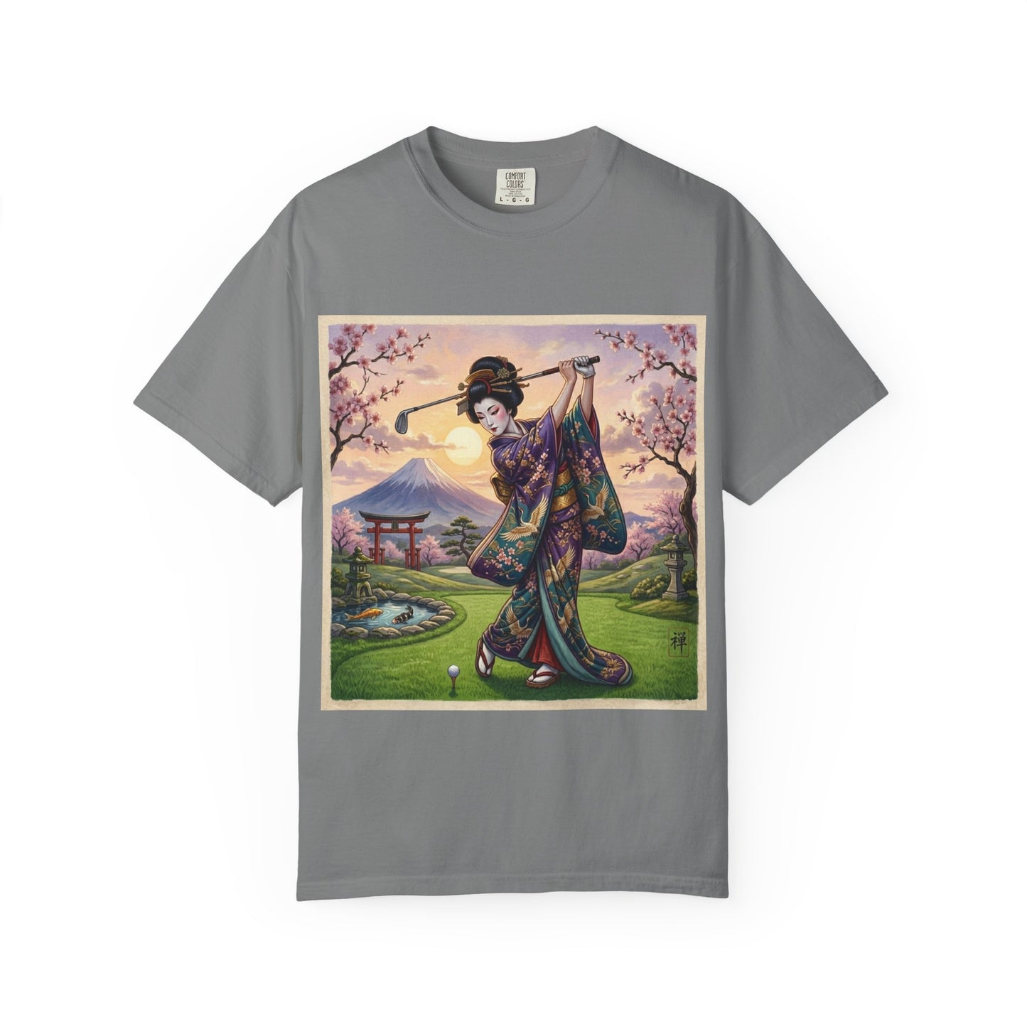 Zen Spot Golf Custom Geisha Golfing Sunset T-Shirt