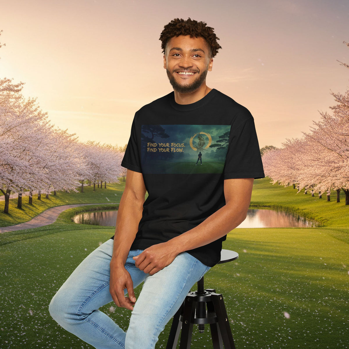 Find Your Focus Motivational Golf Course Graphic T-Shirt