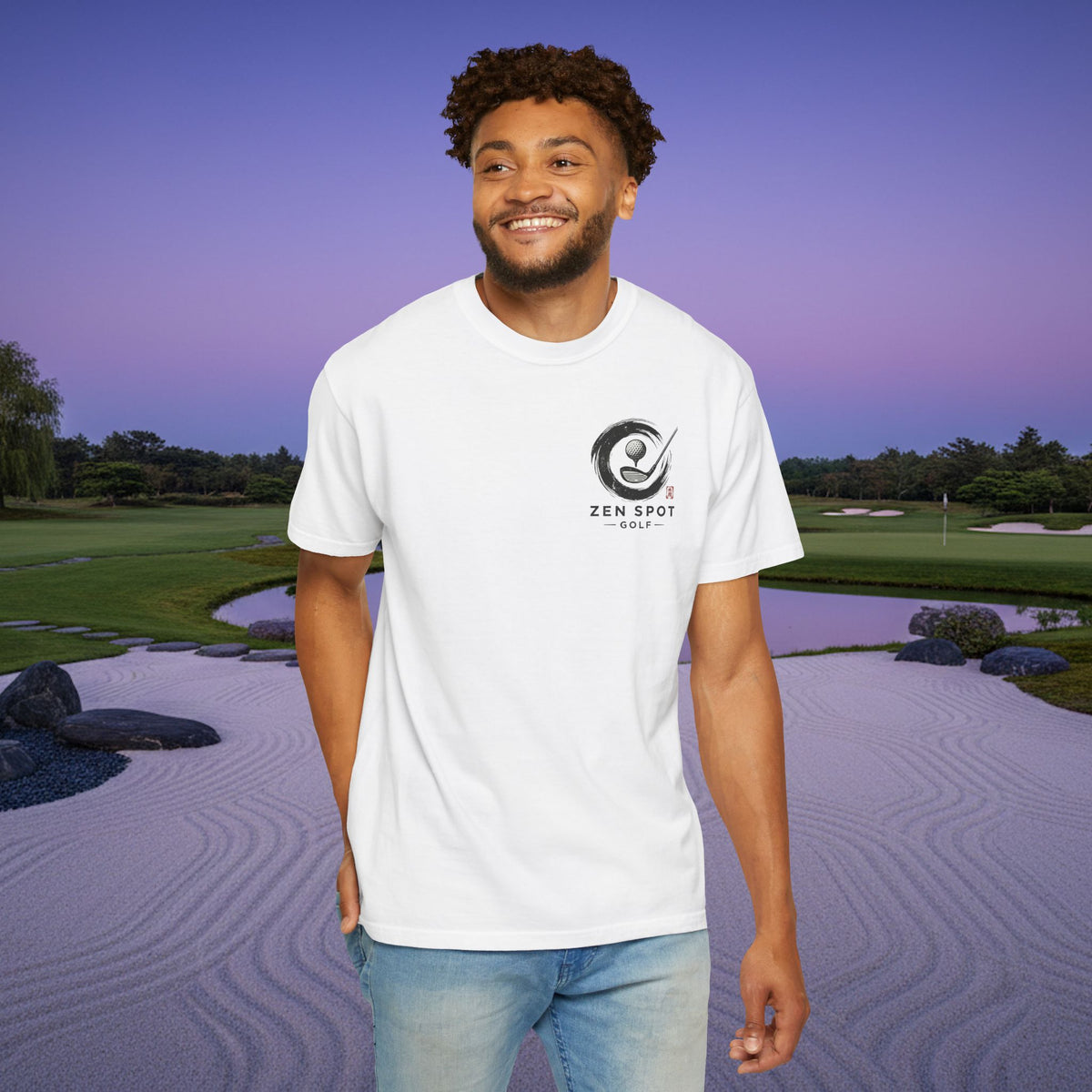 Zen Spot Golf Shop Logo Chest and Back Design Graphic T-Shirt