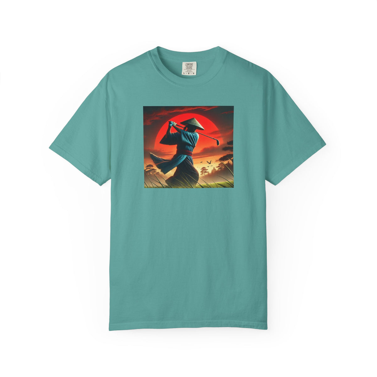 Samurai Sunset Warrior Golfer Art Graphic T-Shirt