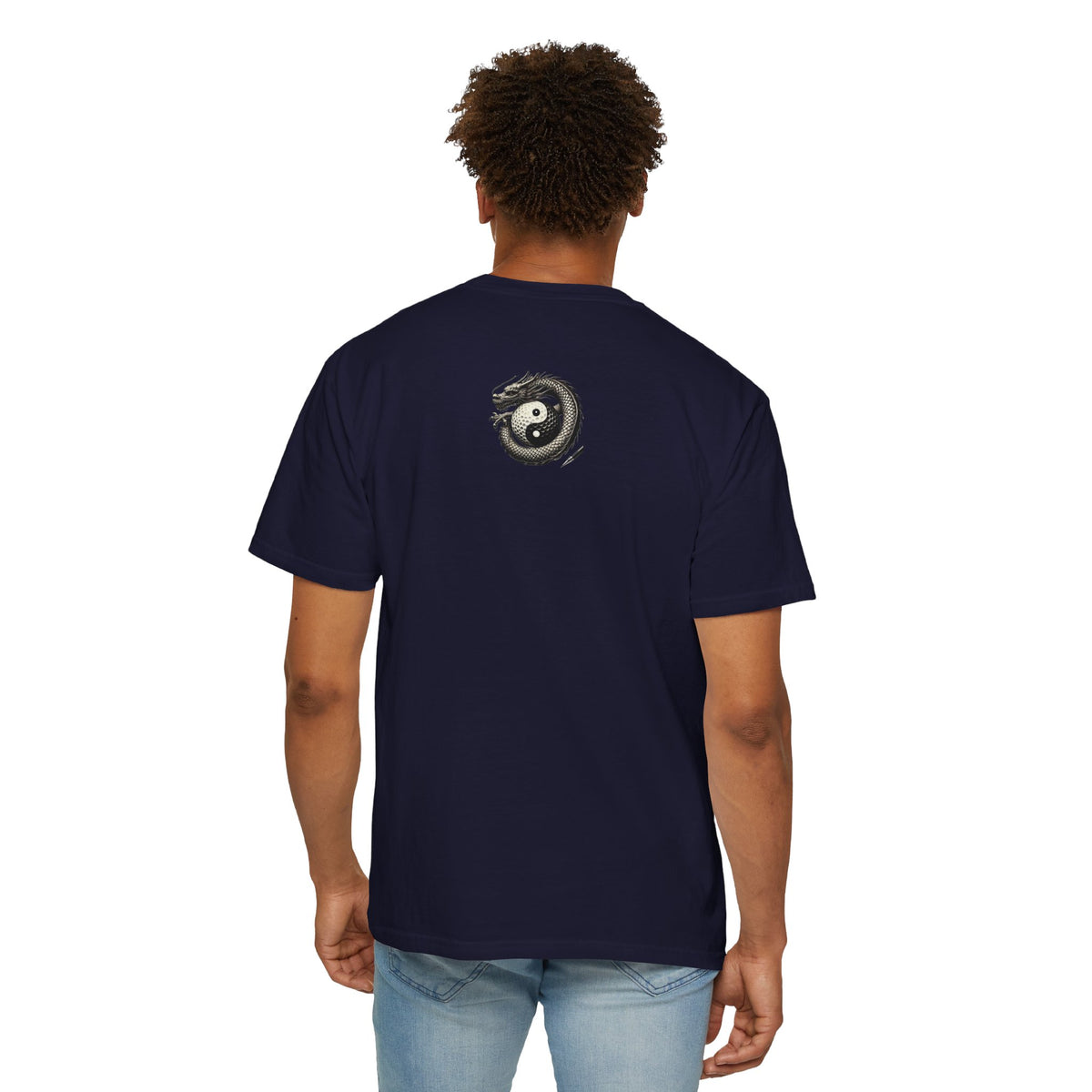 Yin Yang Dragon Golf Ball Front and Back Design Graphic T-Shirt