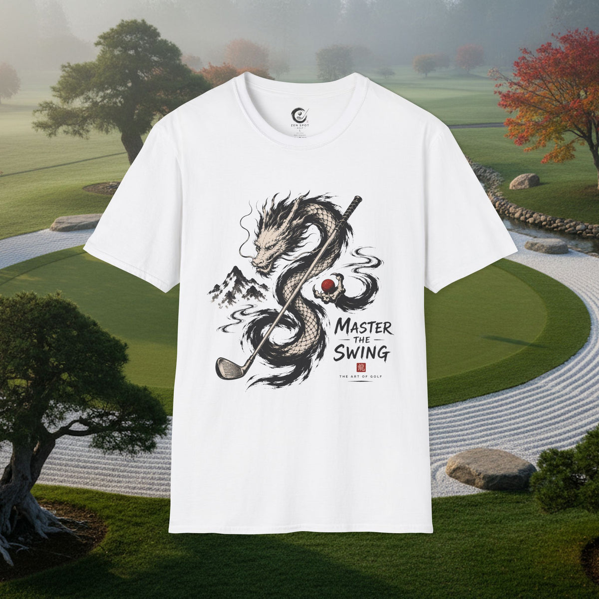 Dragon Golf T-Shirt — "Master the Swing" Asian Ink-Style Golf Shirt