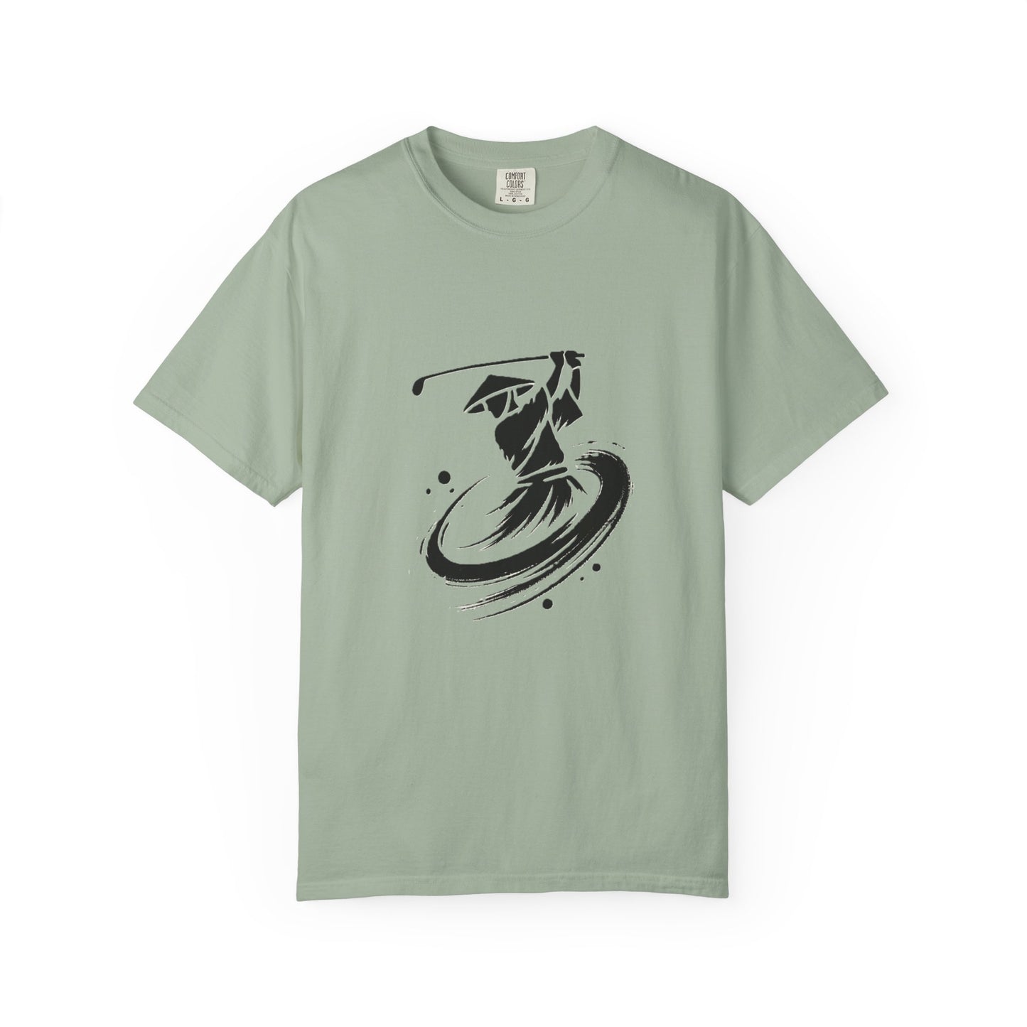 Zen Spot Golf Custom Ink Brush Zen Golfer Swing Graphic T‑Shirt