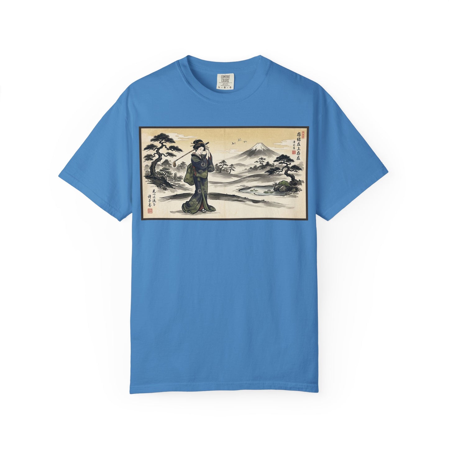 Japanese Ukiyo-e Landscape T-Shirt — Vintage Geisha & Mount Fuji Graphic Tee