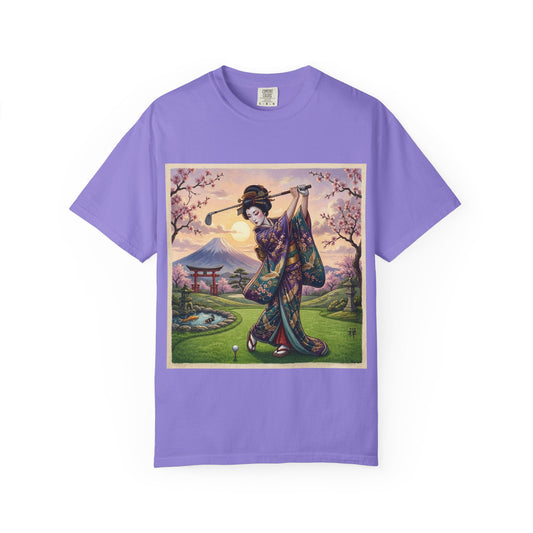 Zen Spot Golf Custom Geisha Golfing Sunset T-Shirt