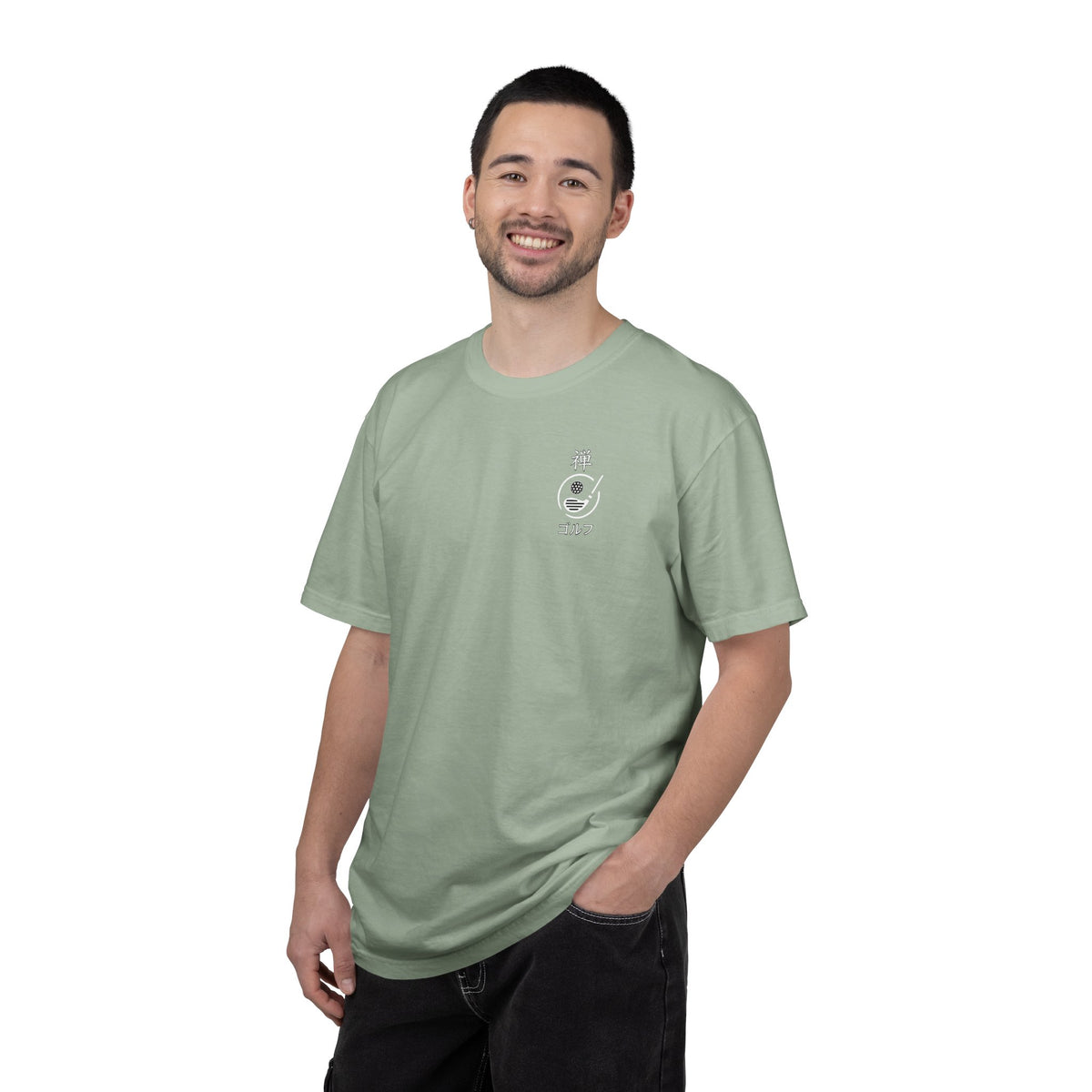 Japanese Kanji Zen Golf Chest and Back Graphic T‑Shirt