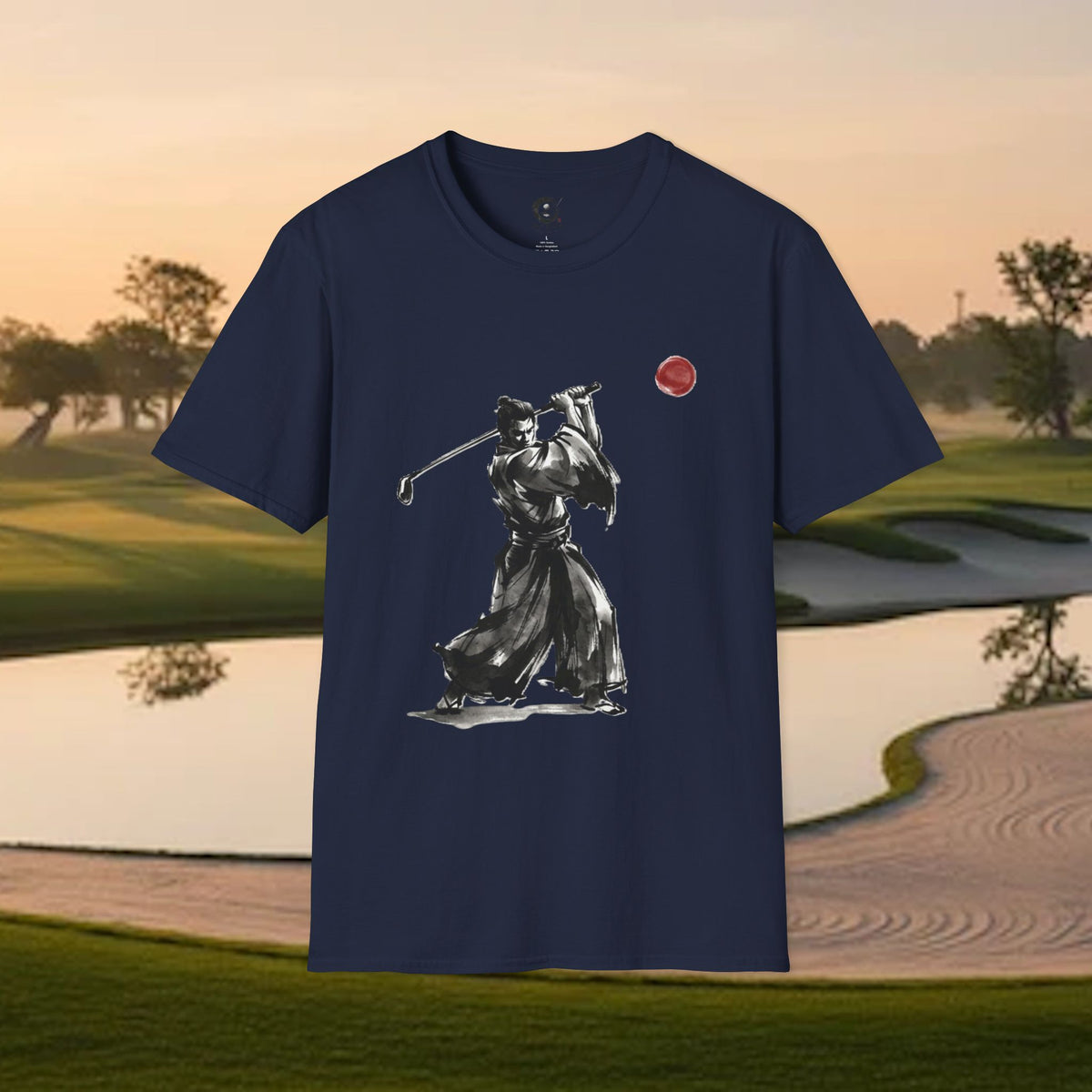 Samurai Golfer T-Shirt — Zen Golf Brushstroke Design