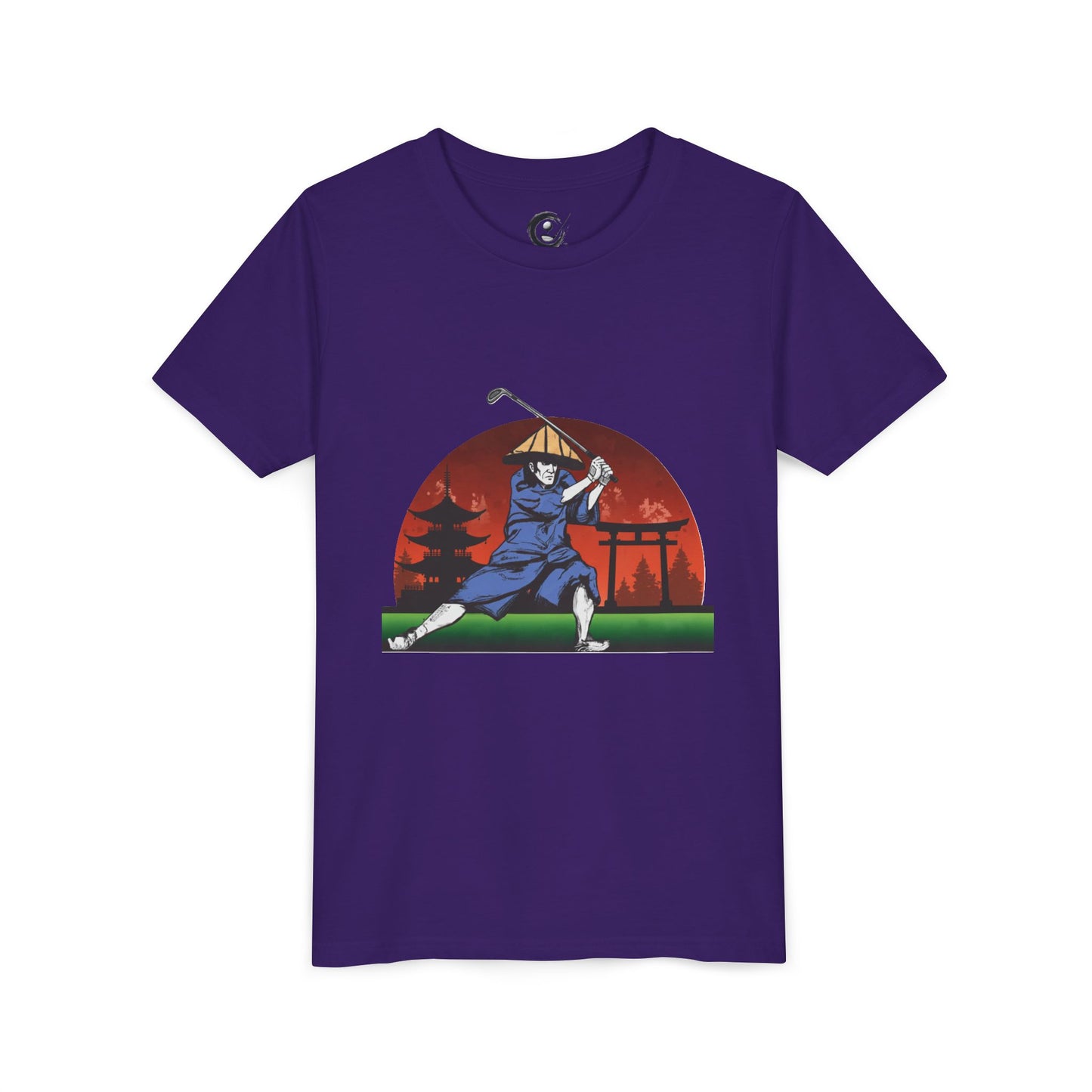 Zen Spot Golf Custom Japanese Samurai Golfer Graphic Kid T-Shirt