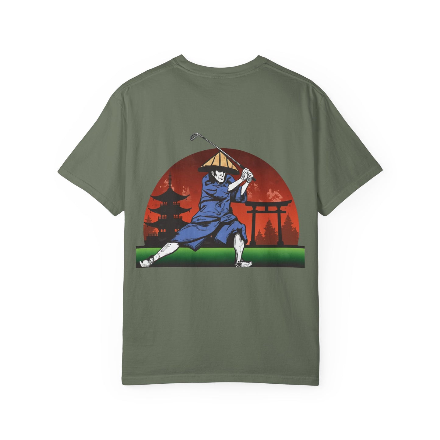 Samurai Golfer T-Shirt — Japanese Sunset Golf Graphic Tee