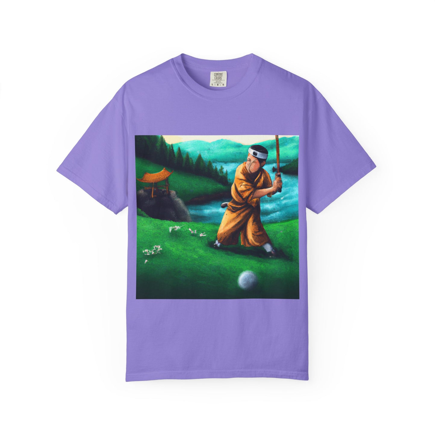 Zen Spot Golf Custom Monk Golfer Oil Painting Art Graphic T-Shirt