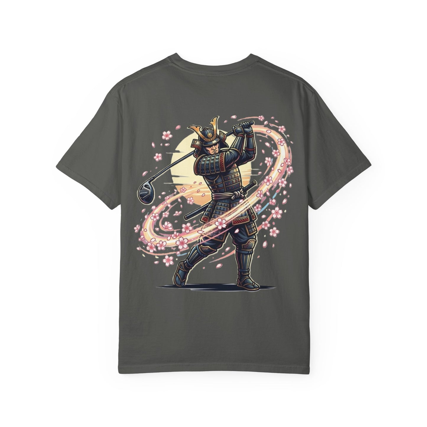Zen Spot Golf Custom Warrior Samurai Golfer with Sakura Swing Graphic T-Shirt