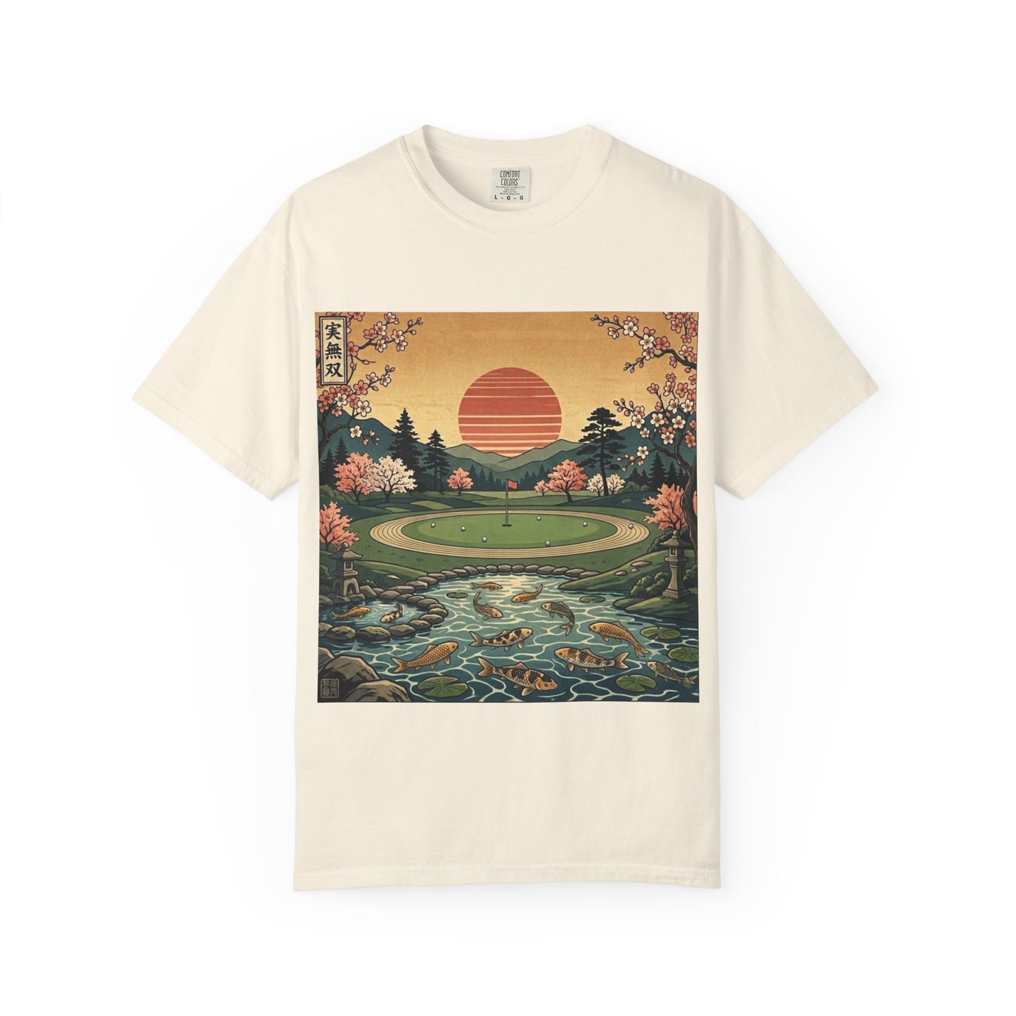 Zen Spot Golf Custom Vintage Scenic Golf Course Sunset Graphic T-Shirt