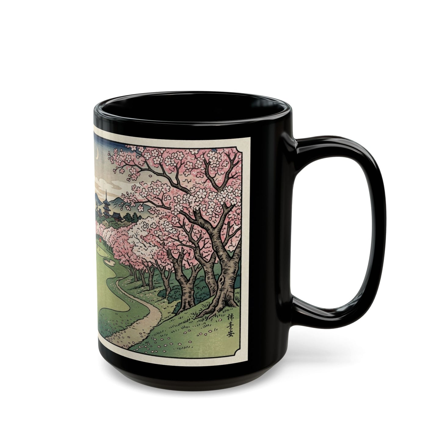 Zen Spot Golf Custom Cherry Blossom Golf Mug Japanese Landscape Ceramic Coffee Cup (11oz/15oz)