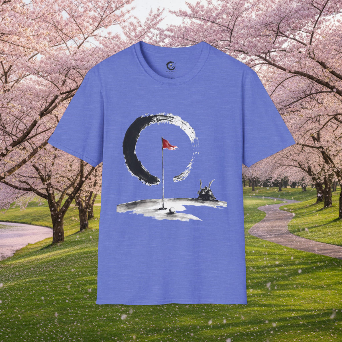 Zen Golf T-Shirt — Minimalist Golf Flag & Enso Circle Tee