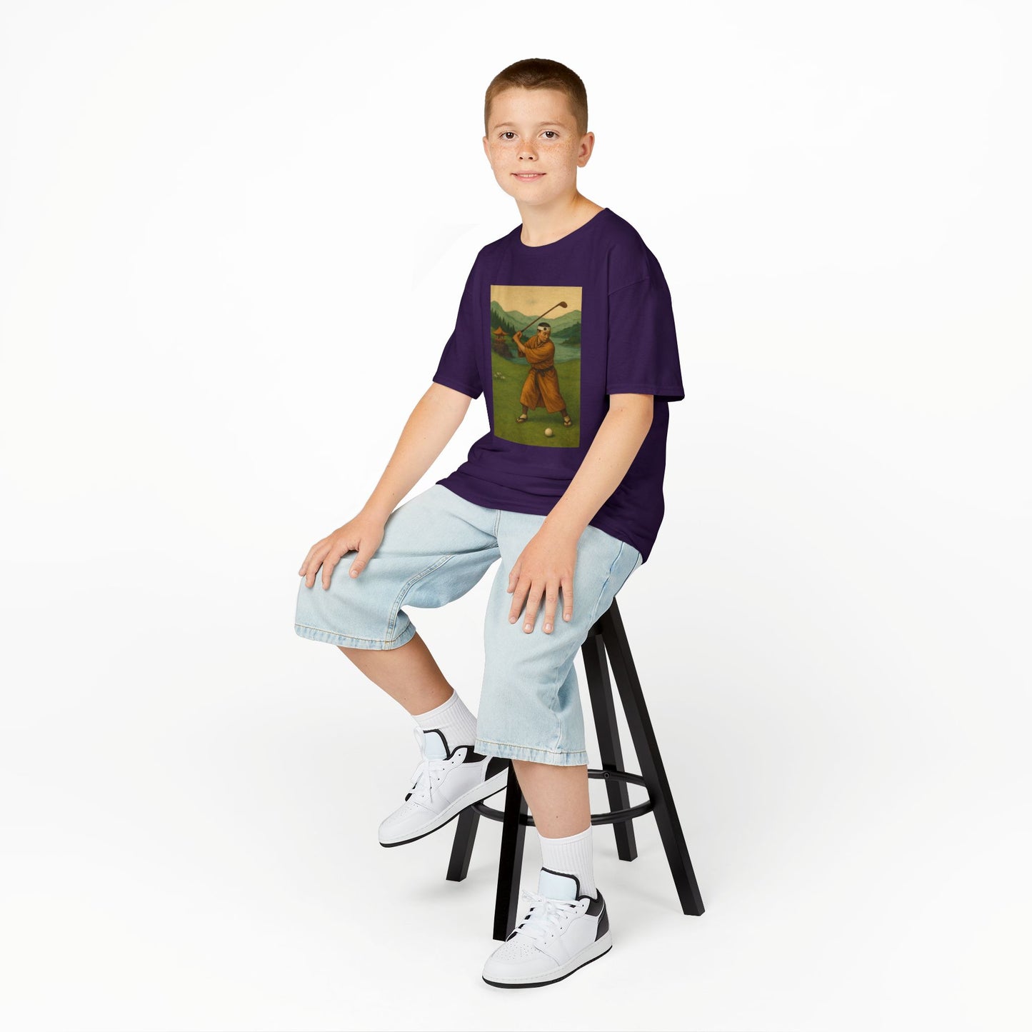 Zen Spot Golf Custom Vintage Golfer Kids Graphic T‑Shirt