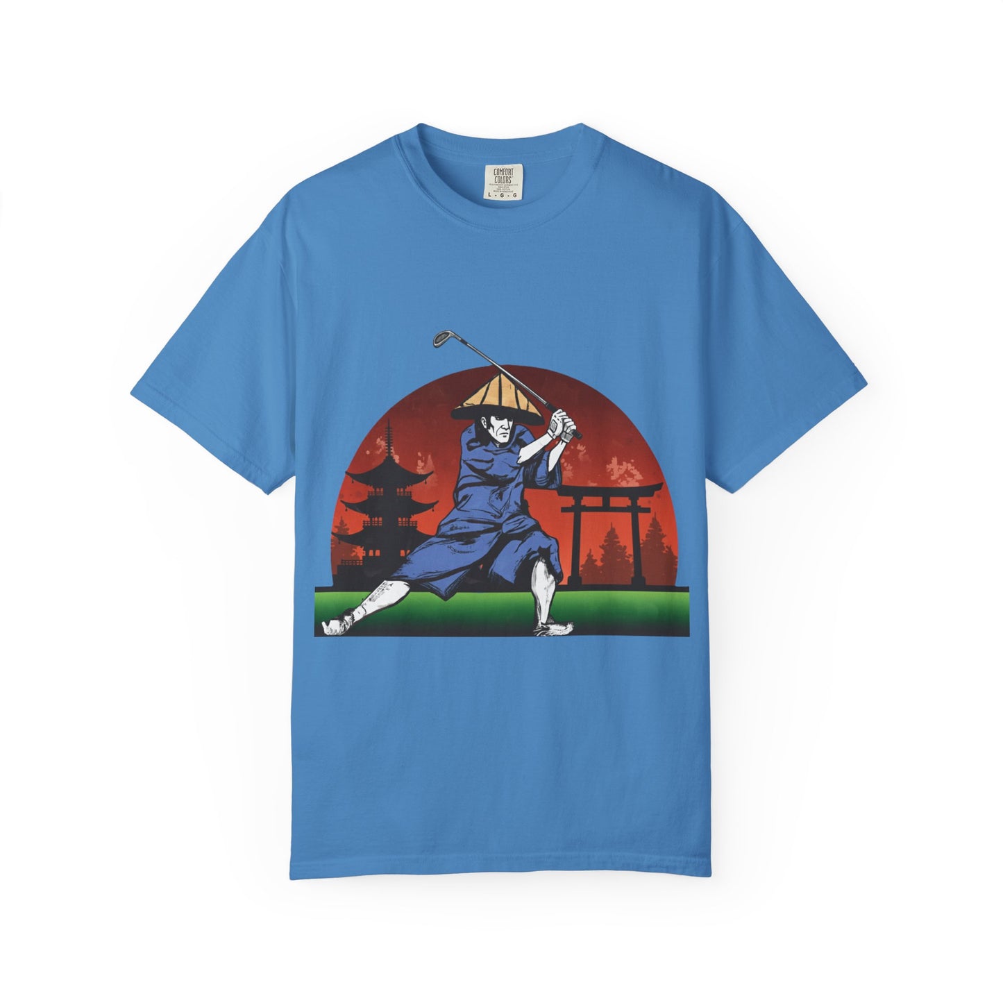 Samurai Golfer T-Shirt — Japanese Sunset Golf Graphic Tee