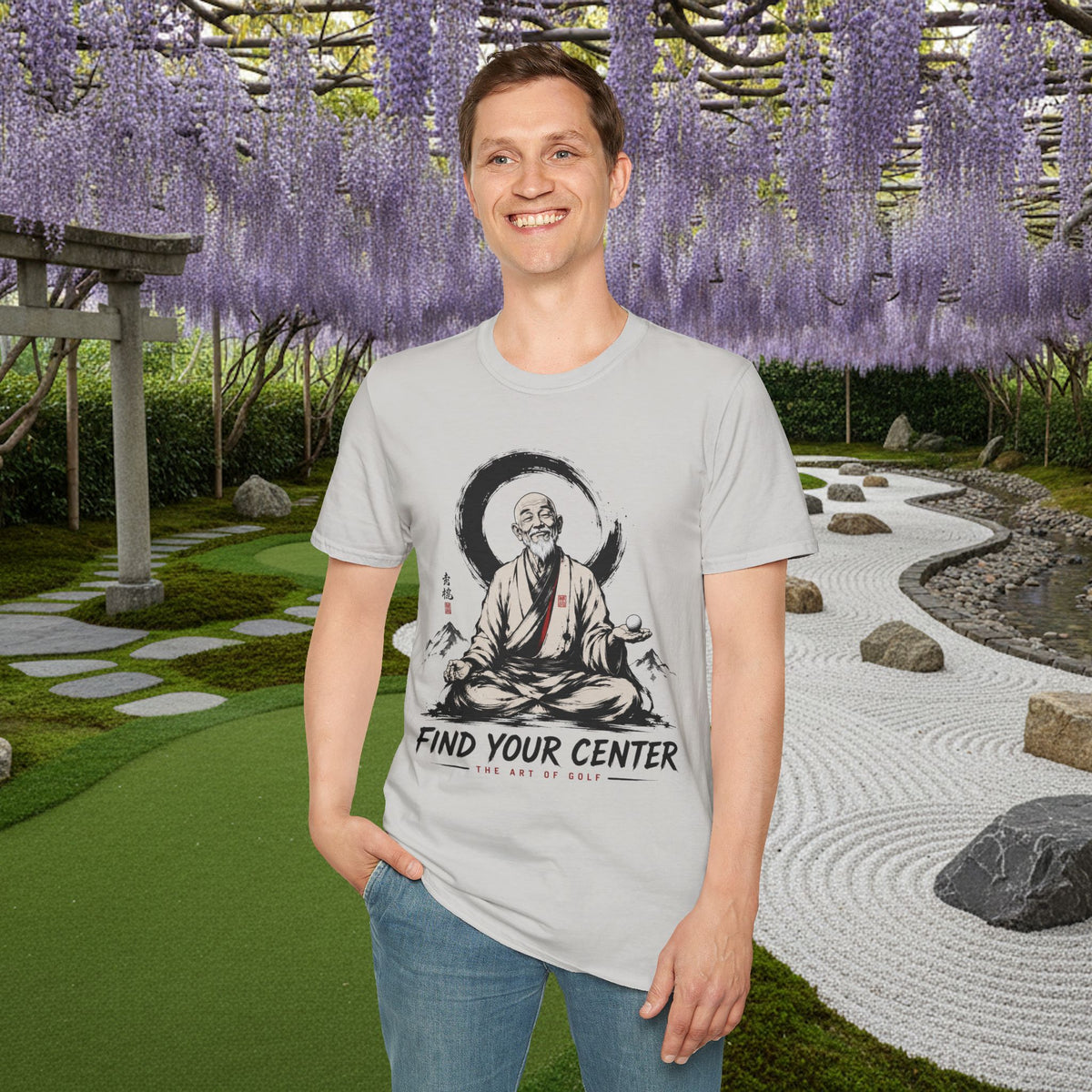 Find Your Center T-Shirt — Zen Monk Meditation Tee