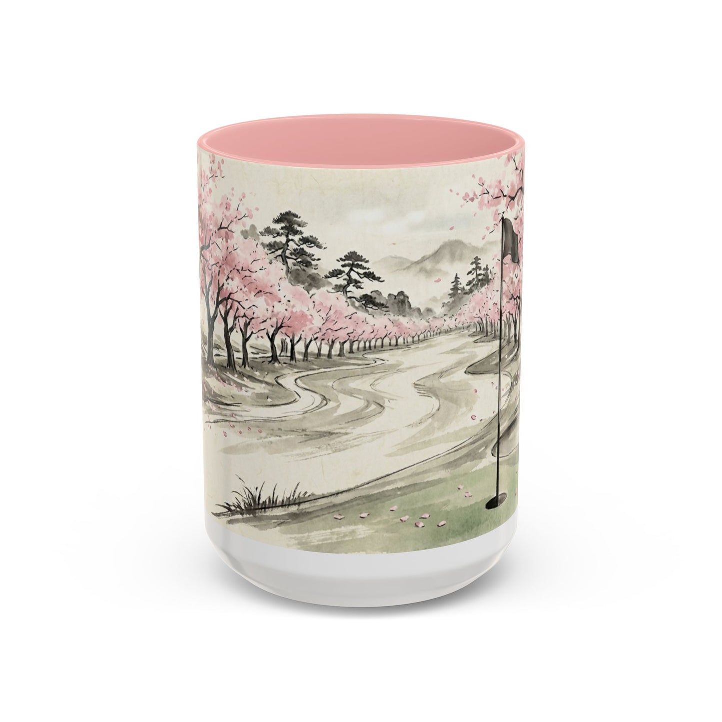 Zen Spot Golf Custom Cherry Blossom Golf Mug Scenic Sakura Golf Course Coffee Cup (11/15 oz)