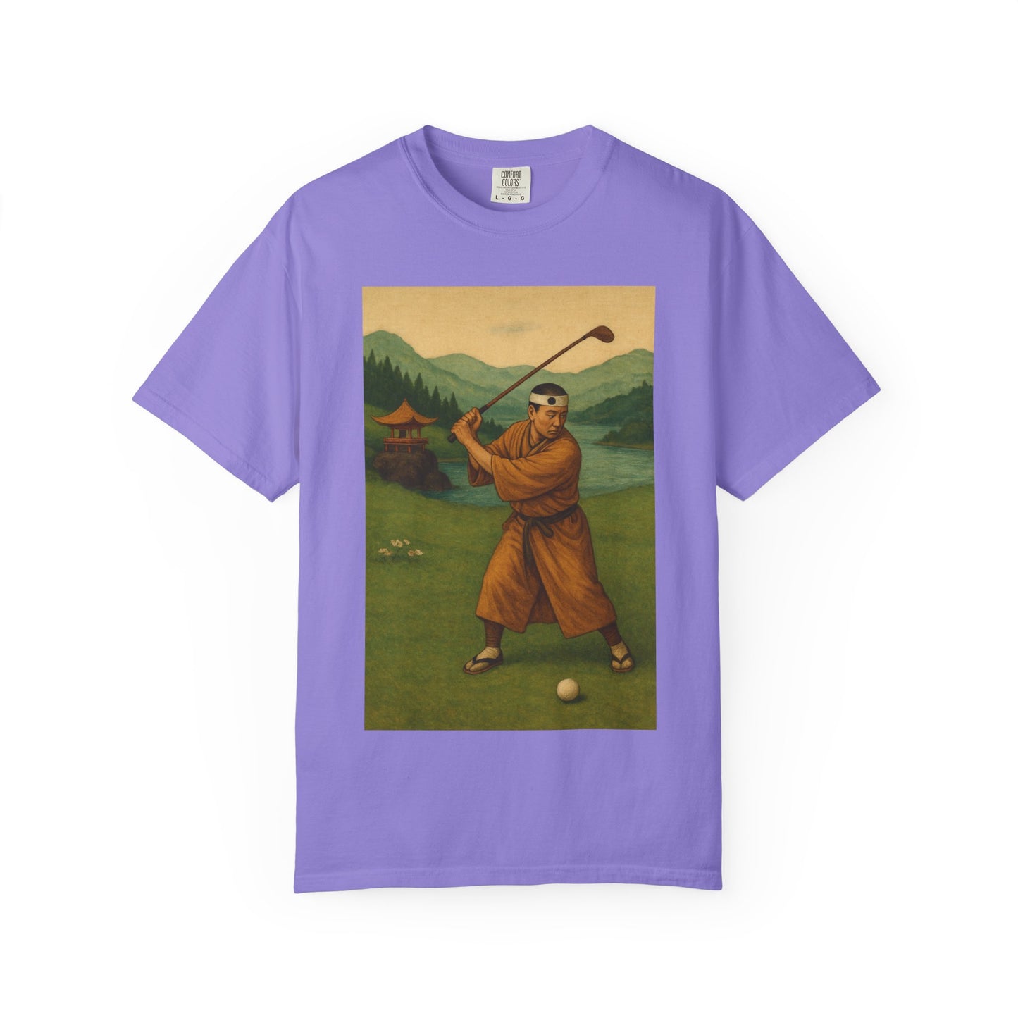 Zen Spot Golf Custom Vintage Golf Scene Monk Golfer Graphic T-Shirt