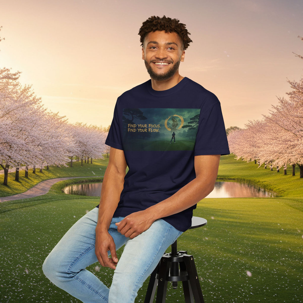 Find Your Focus Motivational Golf Course Graphic T-Shirt