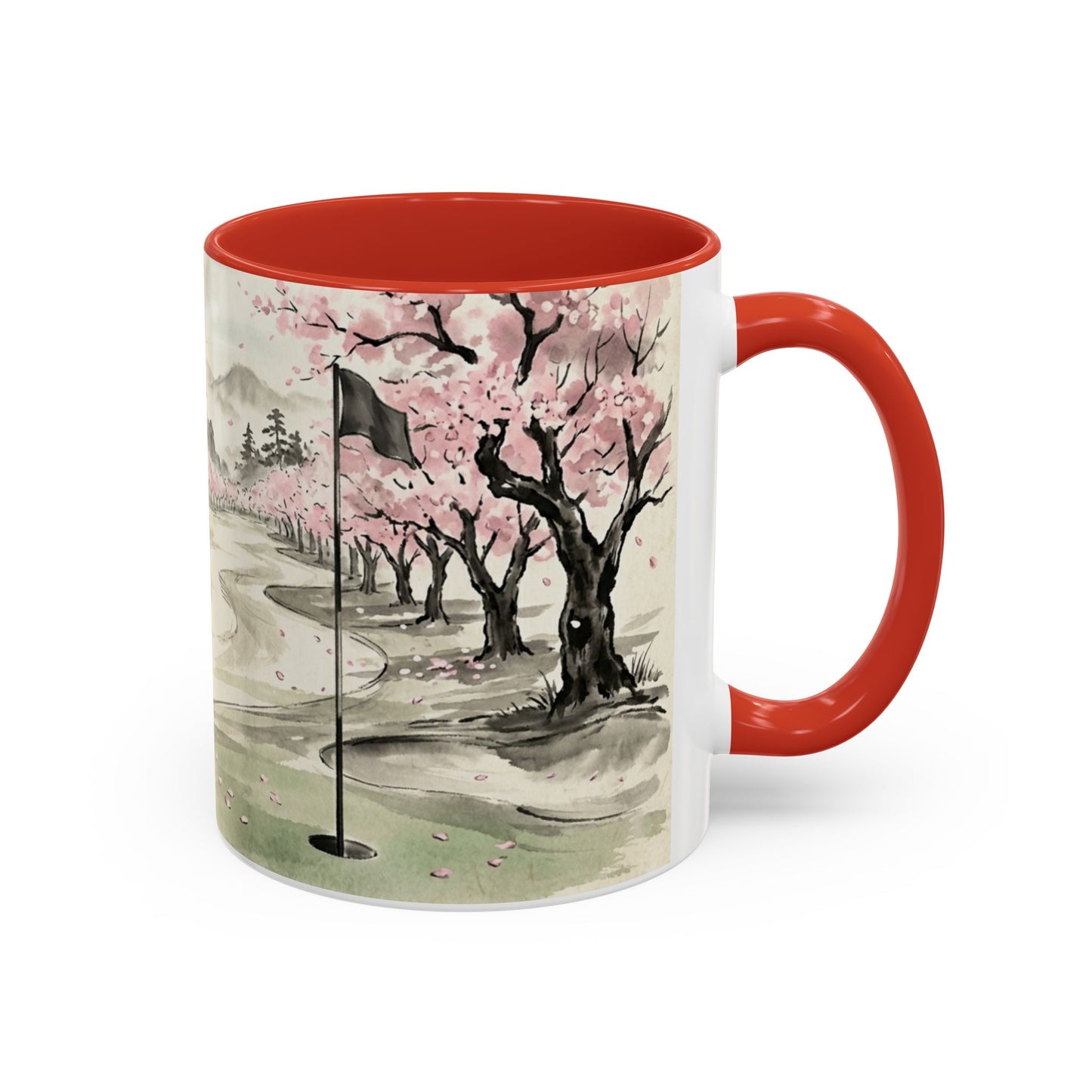 Zen Spot Golf Custom Cherry Blossom Golf Mug Scenic Sakura Golf Course Coffee Cup (11/15 oz)