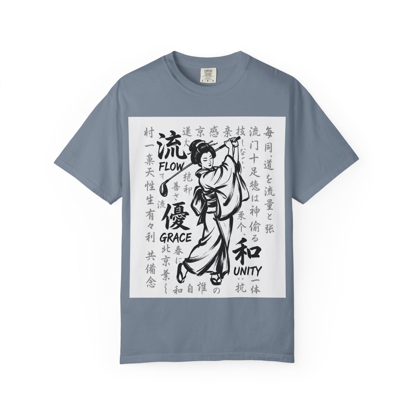 Zen Spot Golf Custom Geisha Kanji Flow, Grace, & Unity T-Shirt