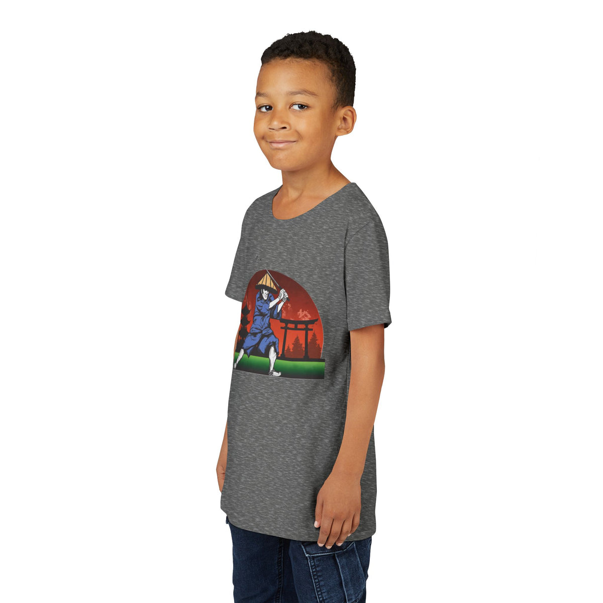 Japanese Samurai Golfer Retro Graphic Kid T-Shirt
