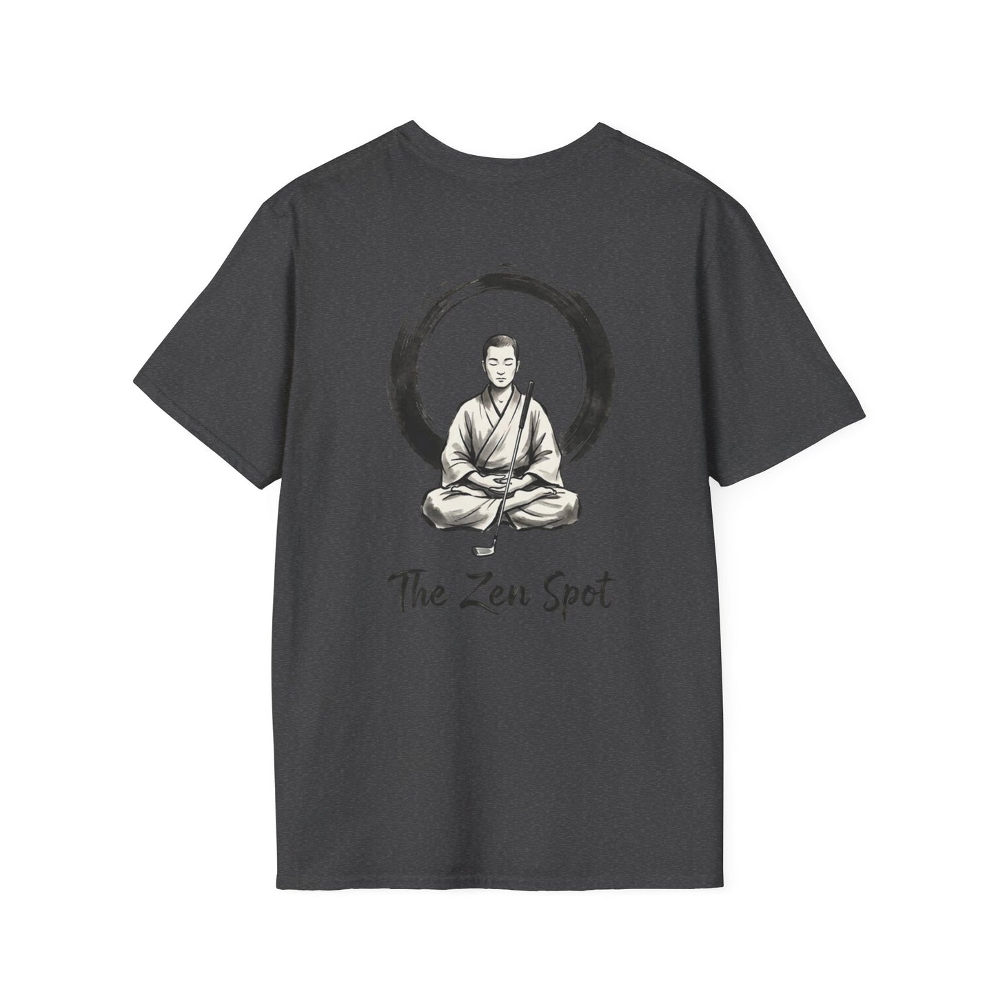 Zen Spot Golf Custom Gildan Zen Buddha Golfer Enso Circle illustration "The Zen Spot" logo T-Shirt