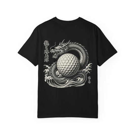 Zen Spot Golf Custom Japanese Kanji Dragon & Golf Ball Graphic T-Shirt