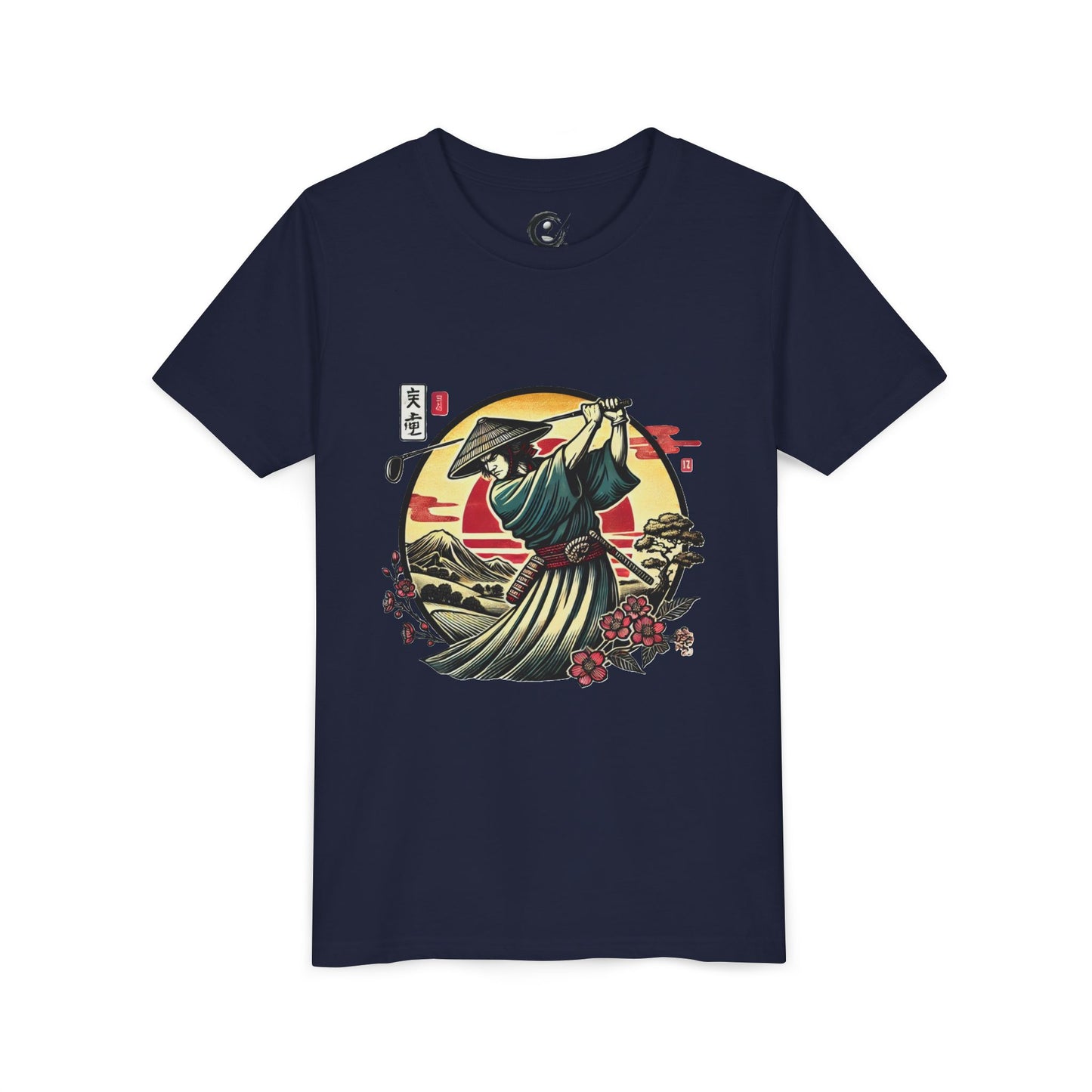 Zen Spot Golf Custom Samurai Golfer Sunset Graphic Youth T-Shirt