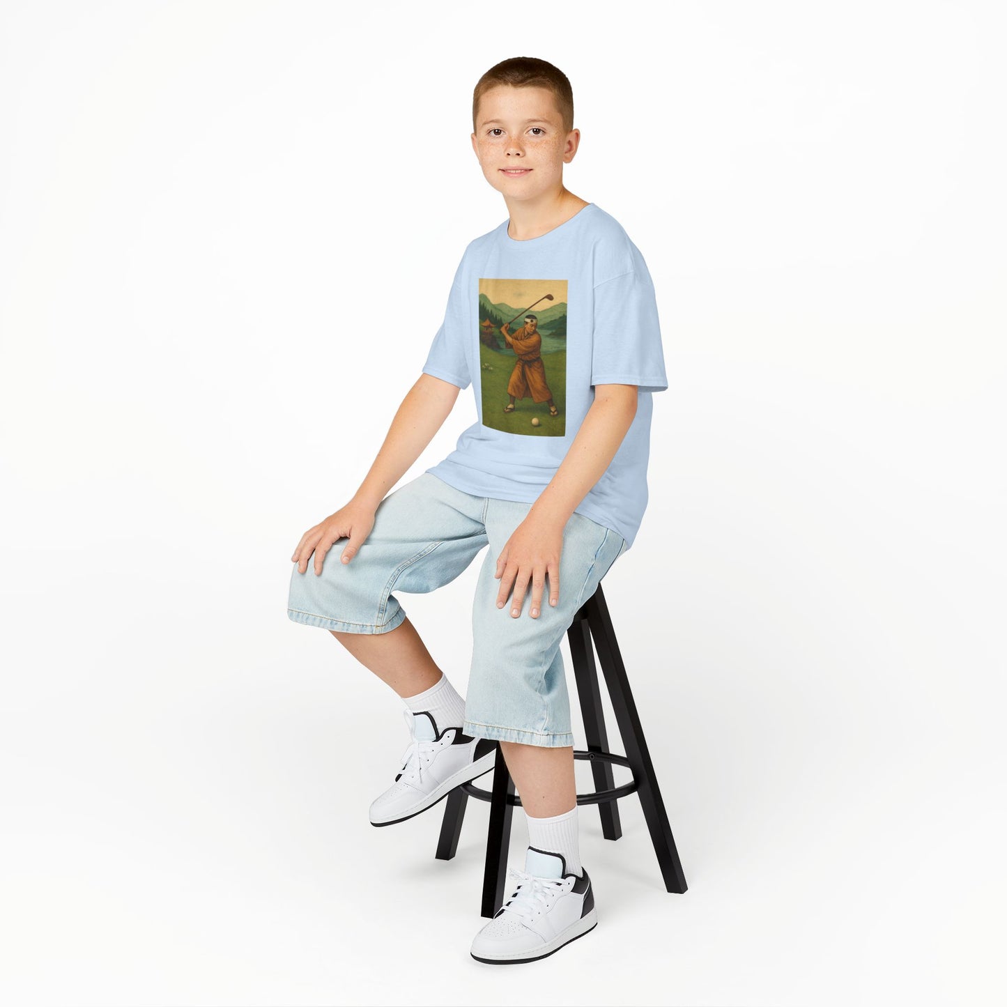 Zen Spot Golf Custom Vintage Golfer Kids Graphic T‑Shirt