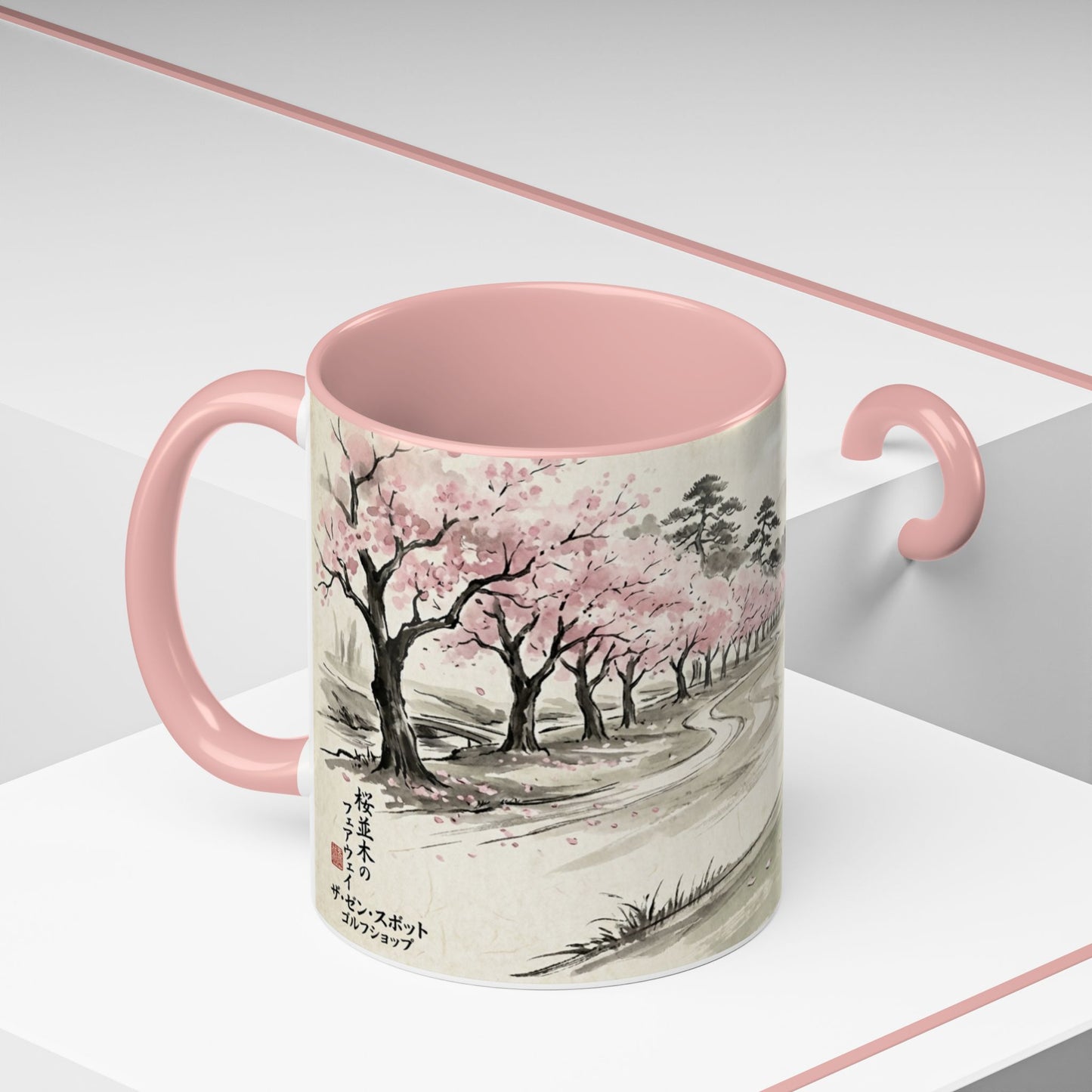 Zen Spot Golf Custom Cherry Blossom Golf Mug Scenic Sakura Golf Course Coffee Cup (11/15 oz)