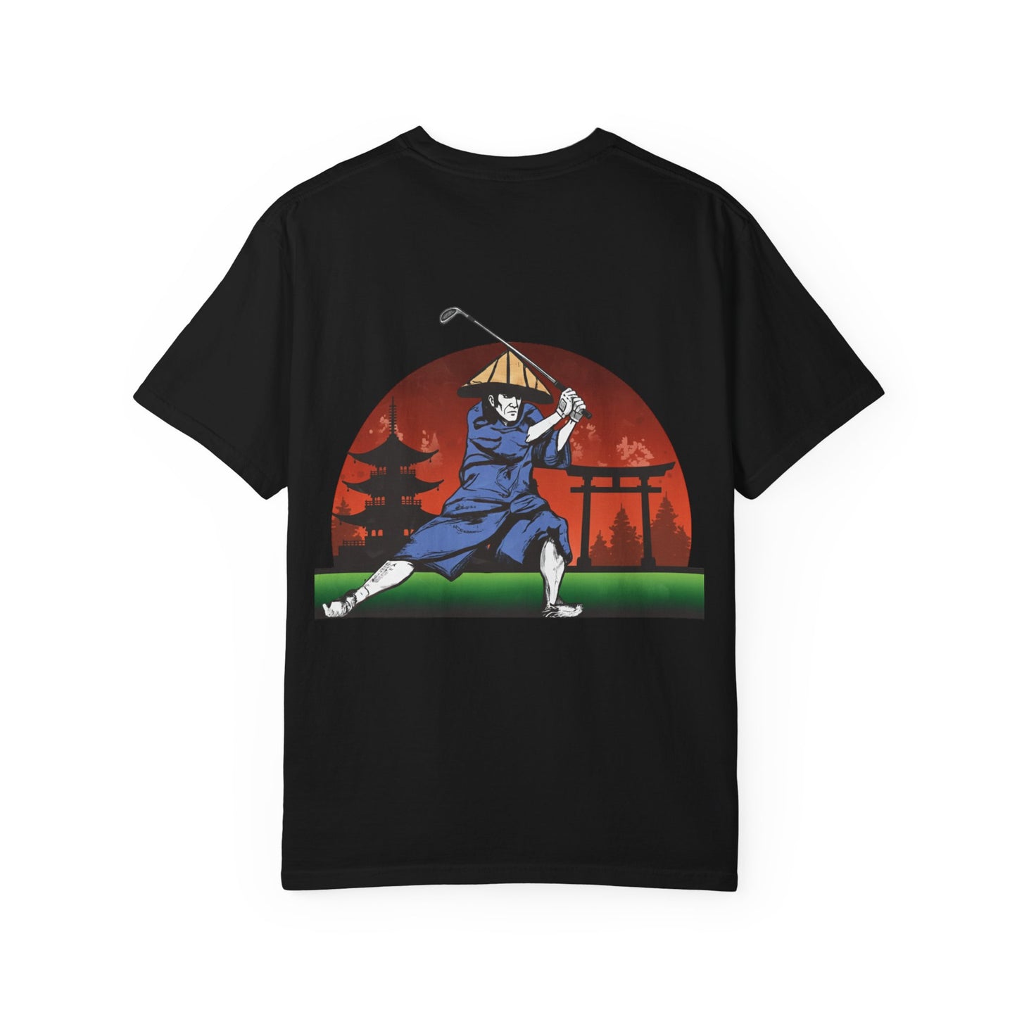 Samurai Golfer T-Shirt — Japanese Sunset Golf Graphic Tee