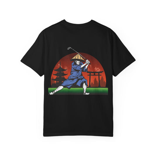 Samurai Golfer T-Shirt — Japanese Sunset Golf Graphic Tee
