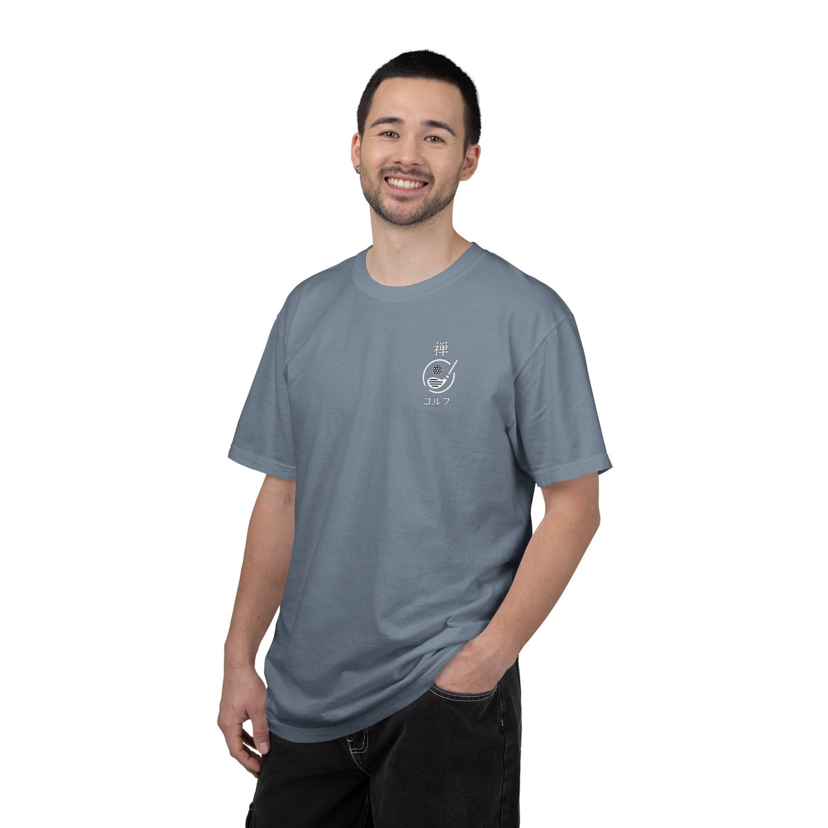 Japanese Kanji Zen Golf Chest and Back Graphic T‑Shirt