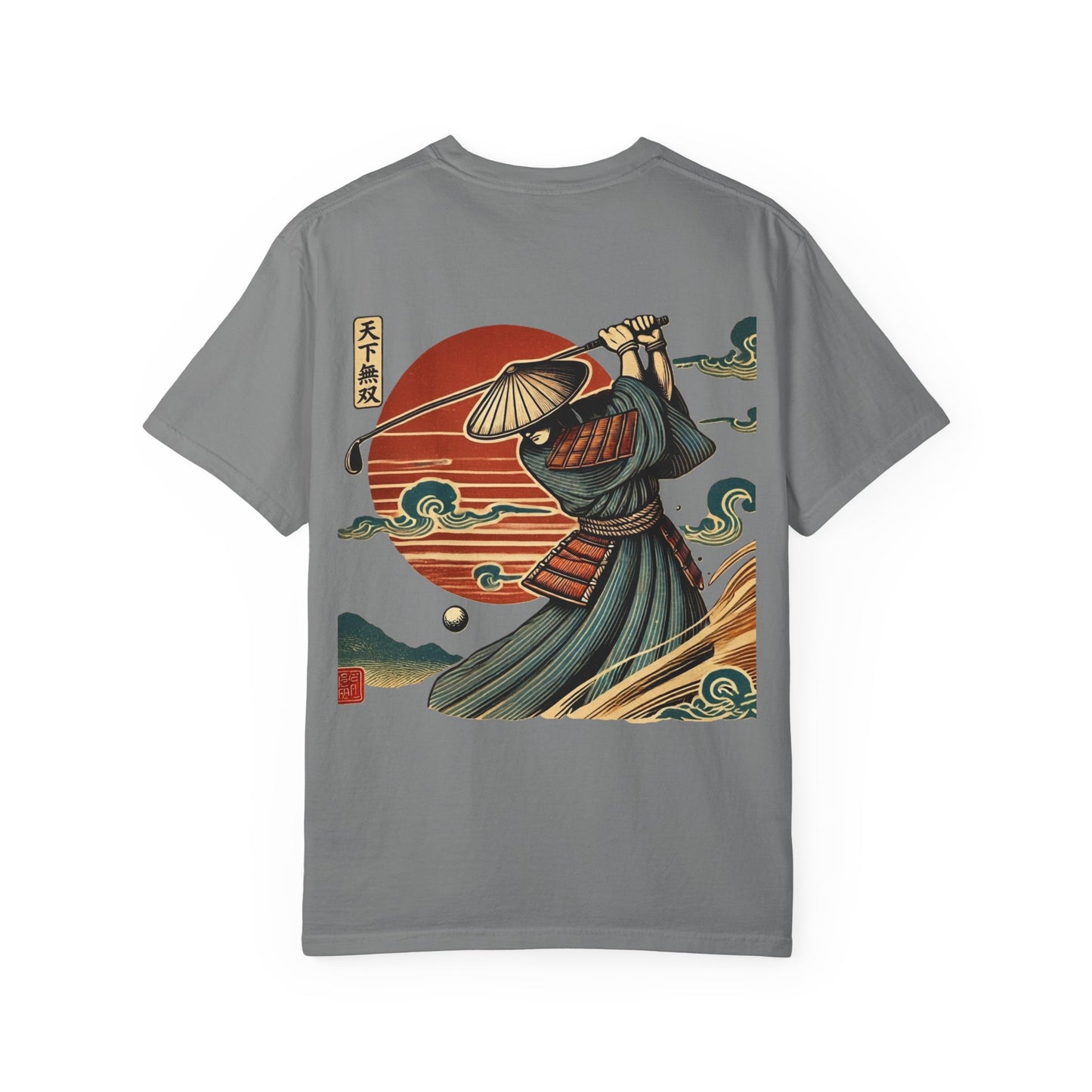 Zen Spot Golf Custom Samurai Golfer Sunset Graphic T-Shirt