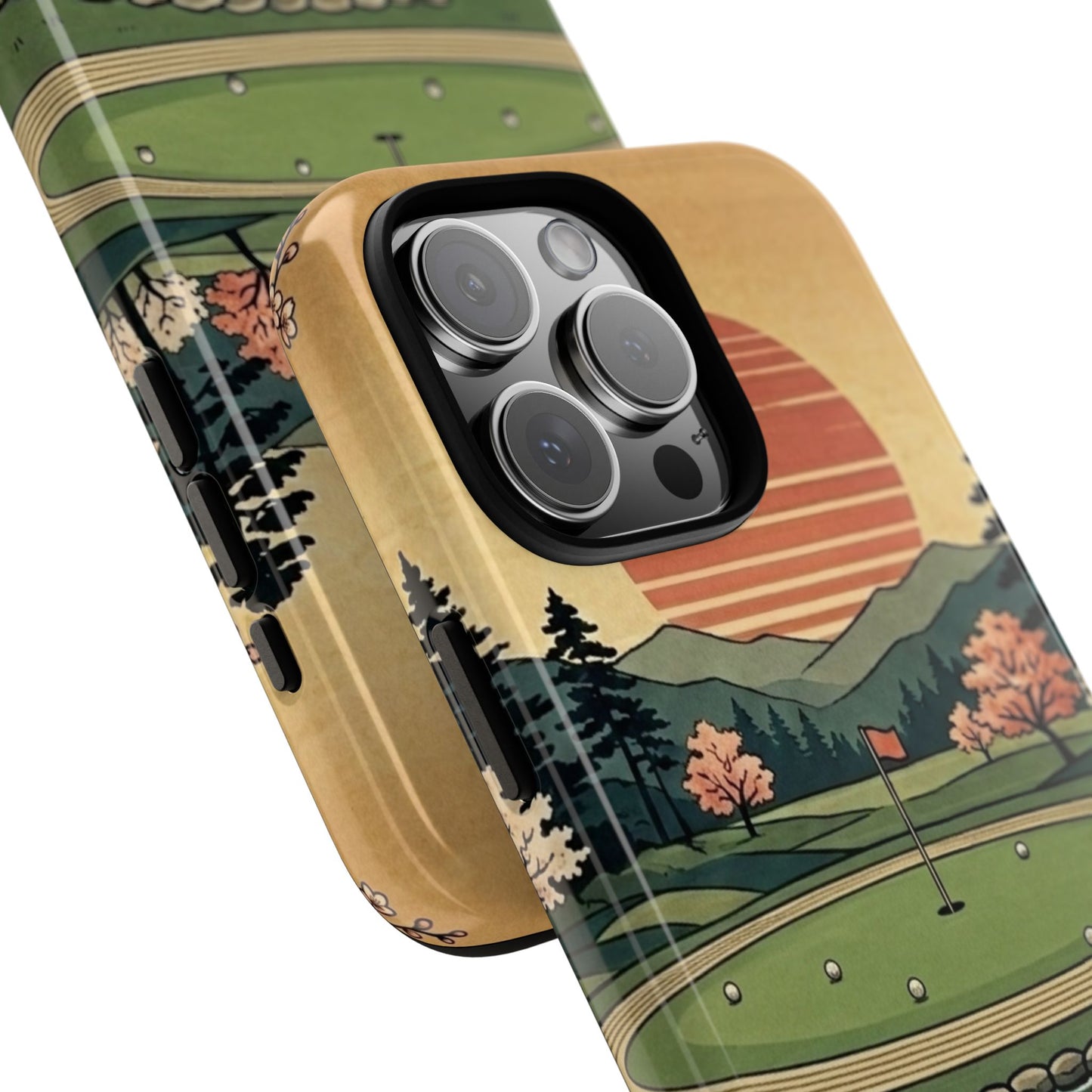 Golf Koi Pond Phone Case — Vintage Sunset Golf Course Design