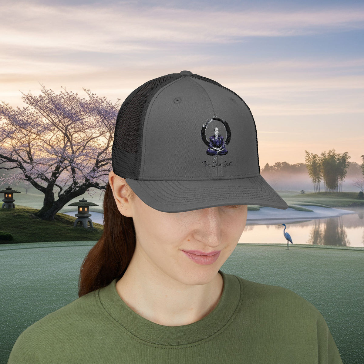 Embroidered Meditation Samurai Golfer Trucker Hat