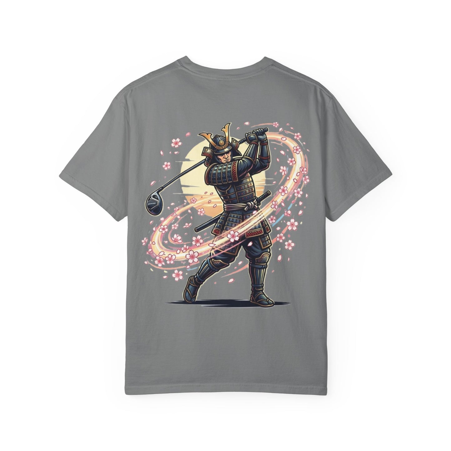 Zen Spot Golf Custom Warrior Samurai Golfer with Sakura Swing Graphic T-Shirt