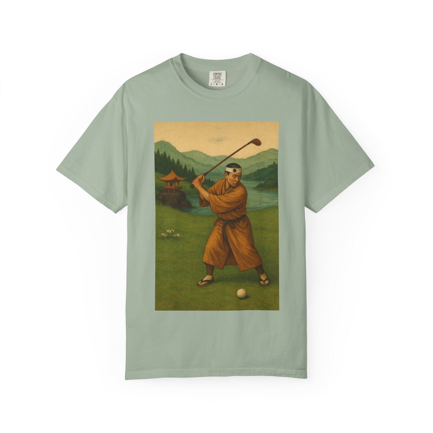 Zen Spot Golf Custom Vintage Golf Scene Monk Golfer Graphic T-Shirt