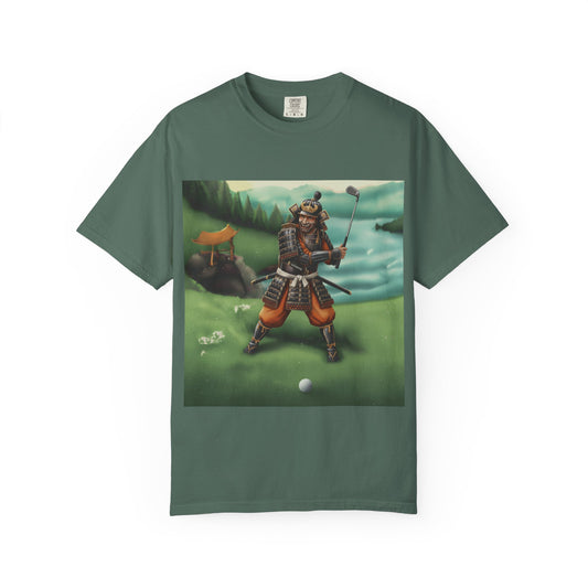 Zen Spot Customized Comfort Colors Samurai Golfer T-Shirt — Vintage Japan Warrior Golf Art Tee